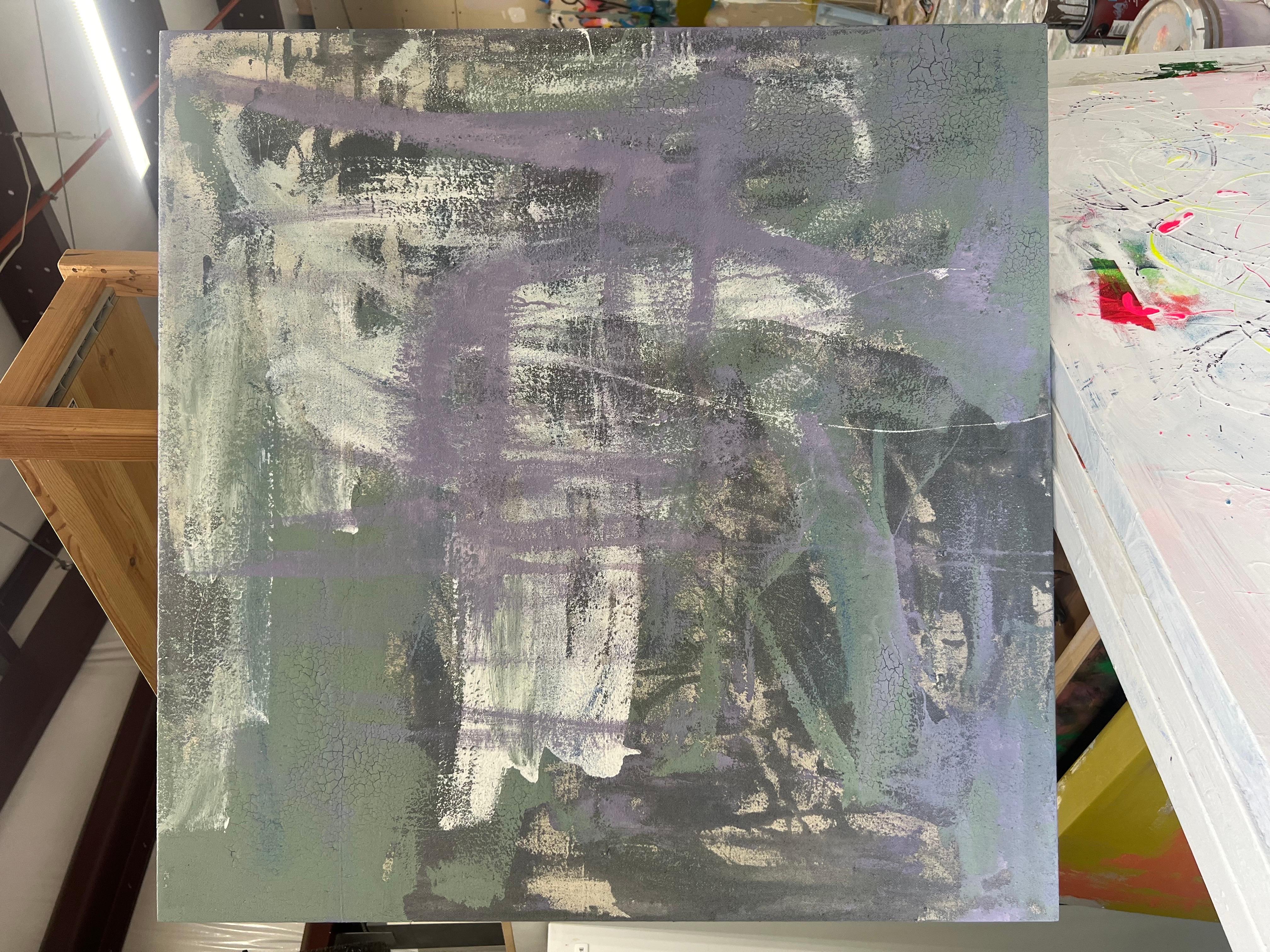 Oil on Canvas Painting Titled “AbEx Mauve Series 24” 33 x 33 For Sale 4