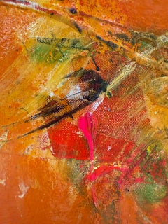 Olio su tela intitolato "AbEx Orange serie 003" 48 x 48