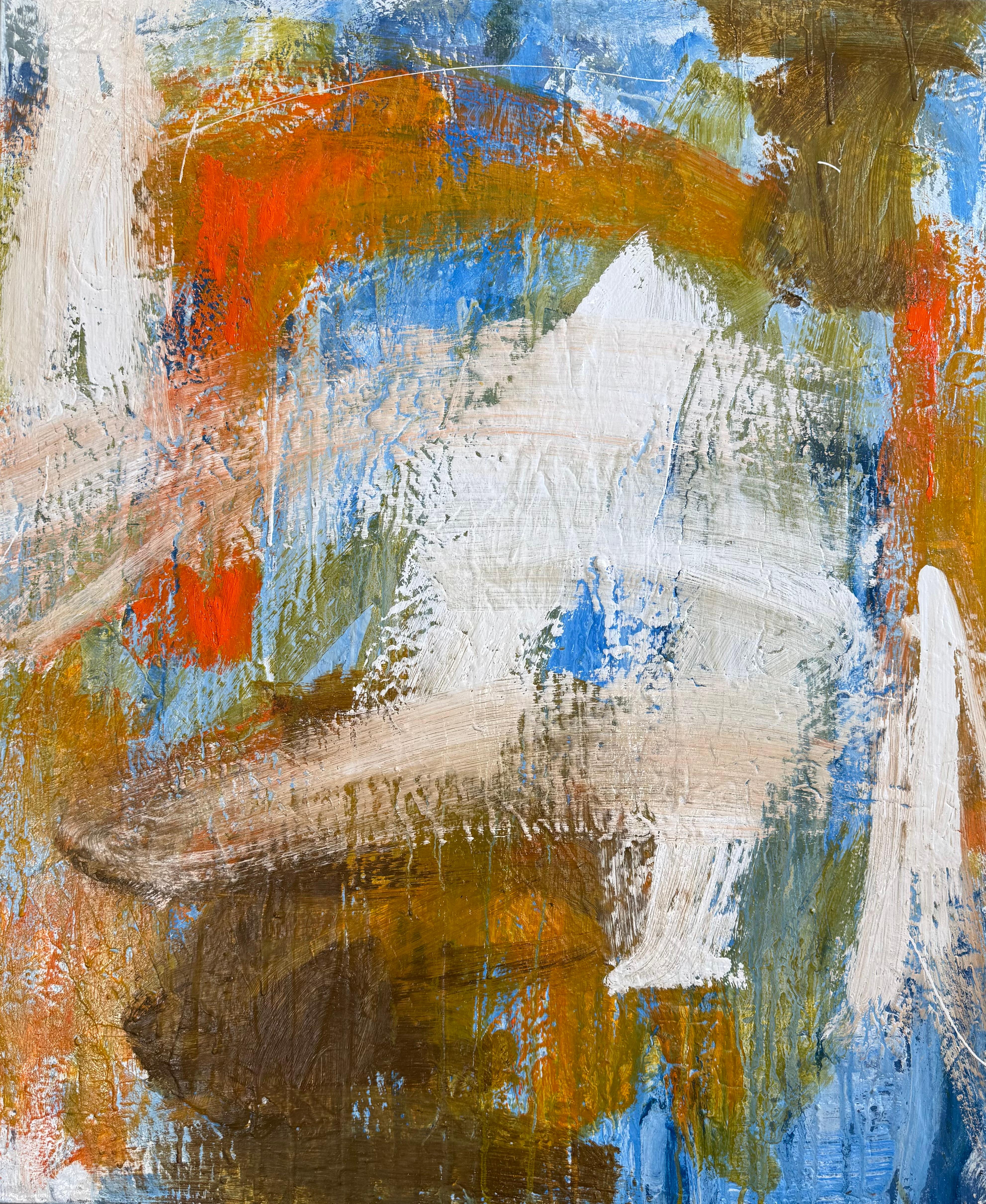 Abstract Painting de Mirtha Moreno - Oil on Canvas Painting Titled “AbEx Orange Series 004” 24.5 x 29.75