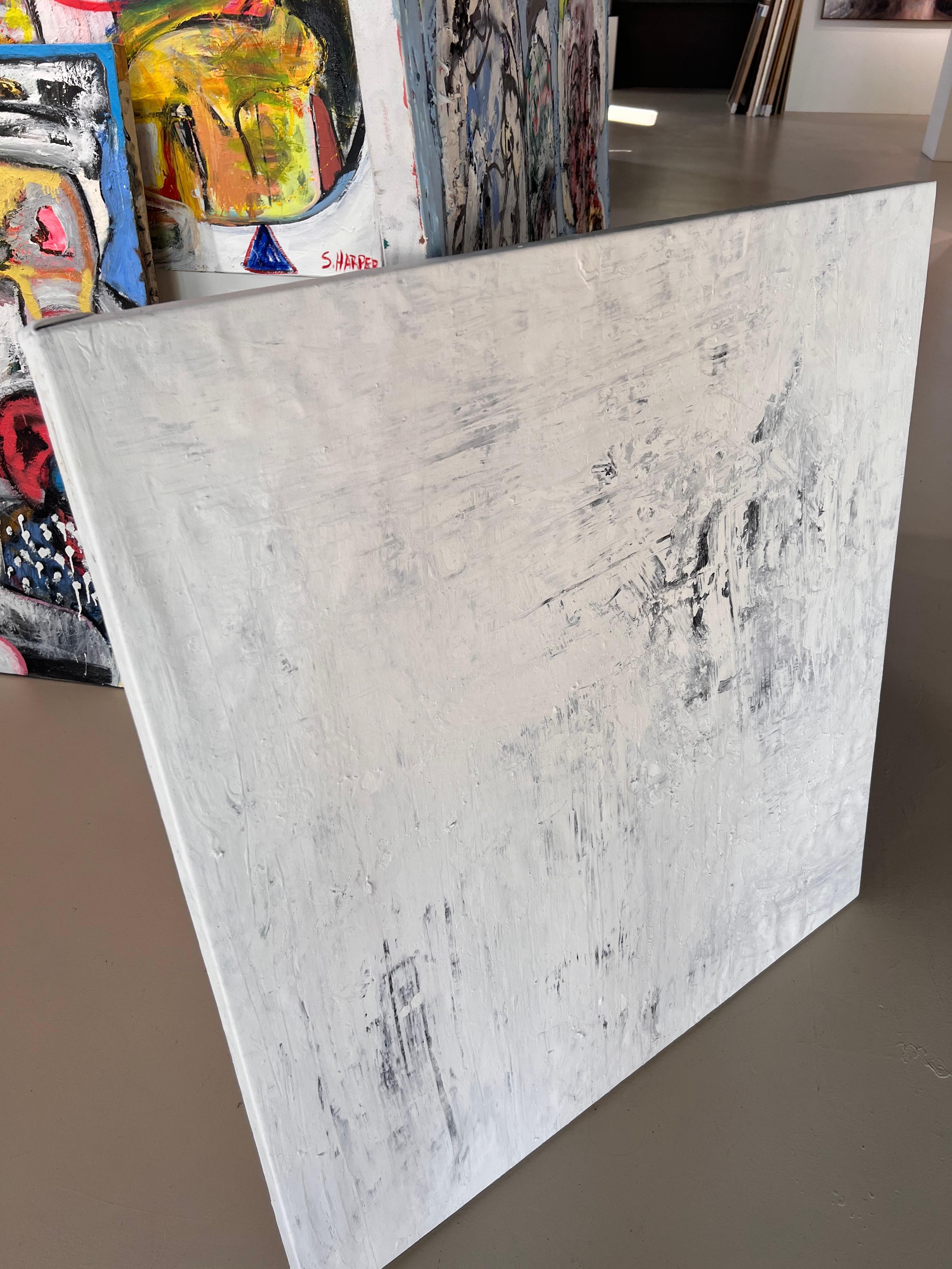 Öl auf Leinwand Gemälde mit dem Titel AbEx Whitewash 1 im Angebot 2