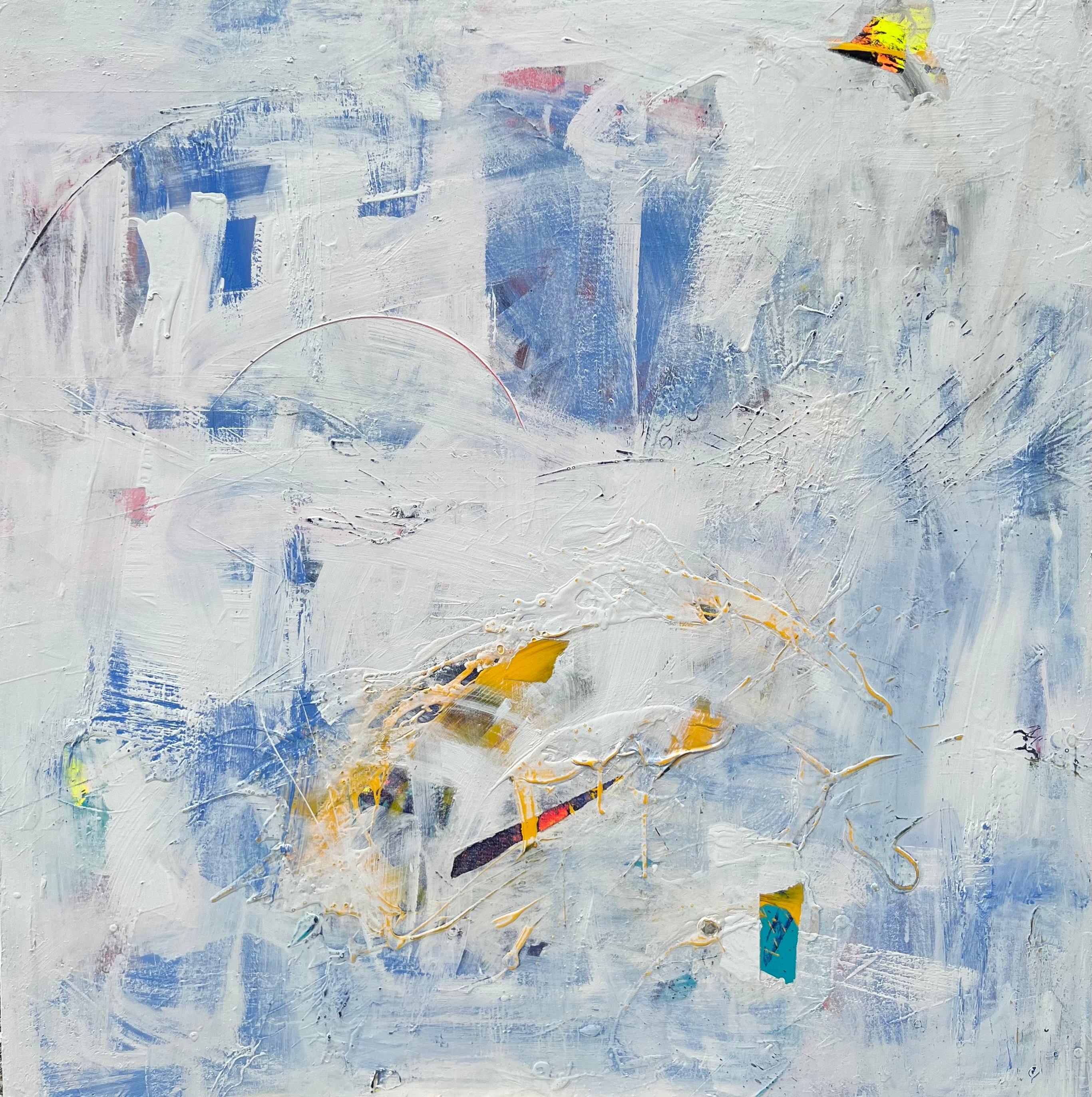 Abstract Painting di Mirtha Moreno - Olio su tela intitolato "AbEx Whitewash IV".