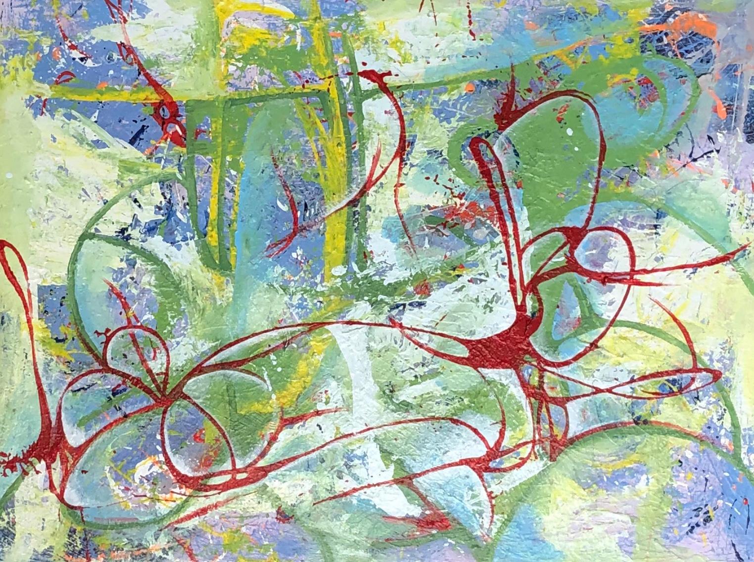 Mirtha Moreno Abstract Painting - Oil on Canvas Titled: Red Ribbon