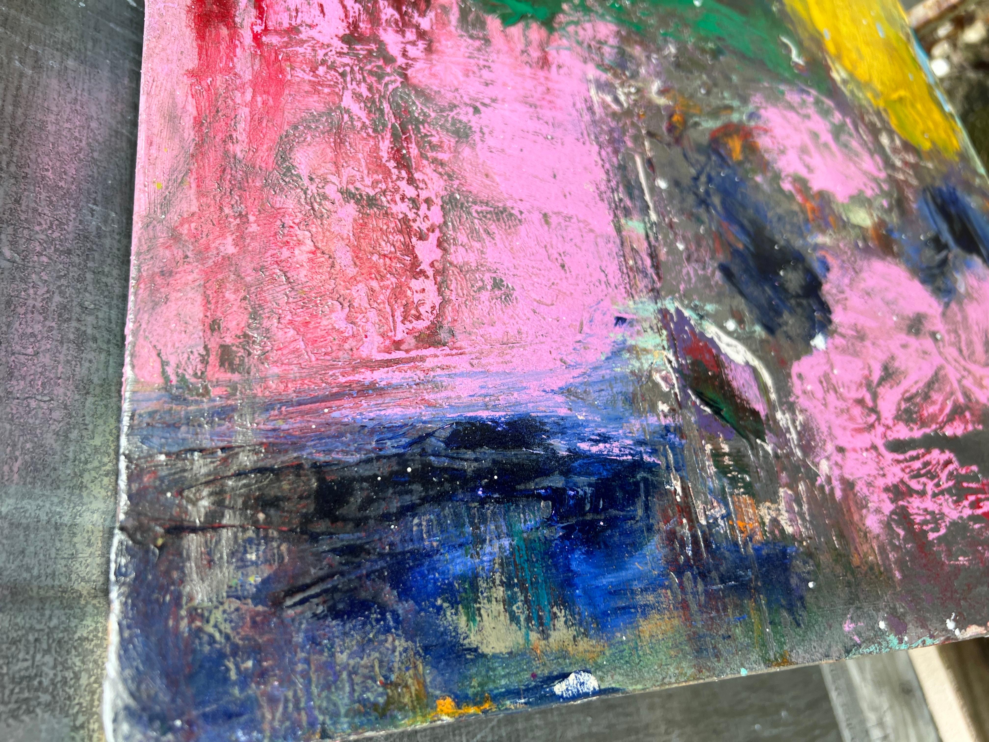 Öl auf Tafel Gemälde mit dem Titel AbEx 207 16 x 16, Öl – Painting von Mirtha Moreno