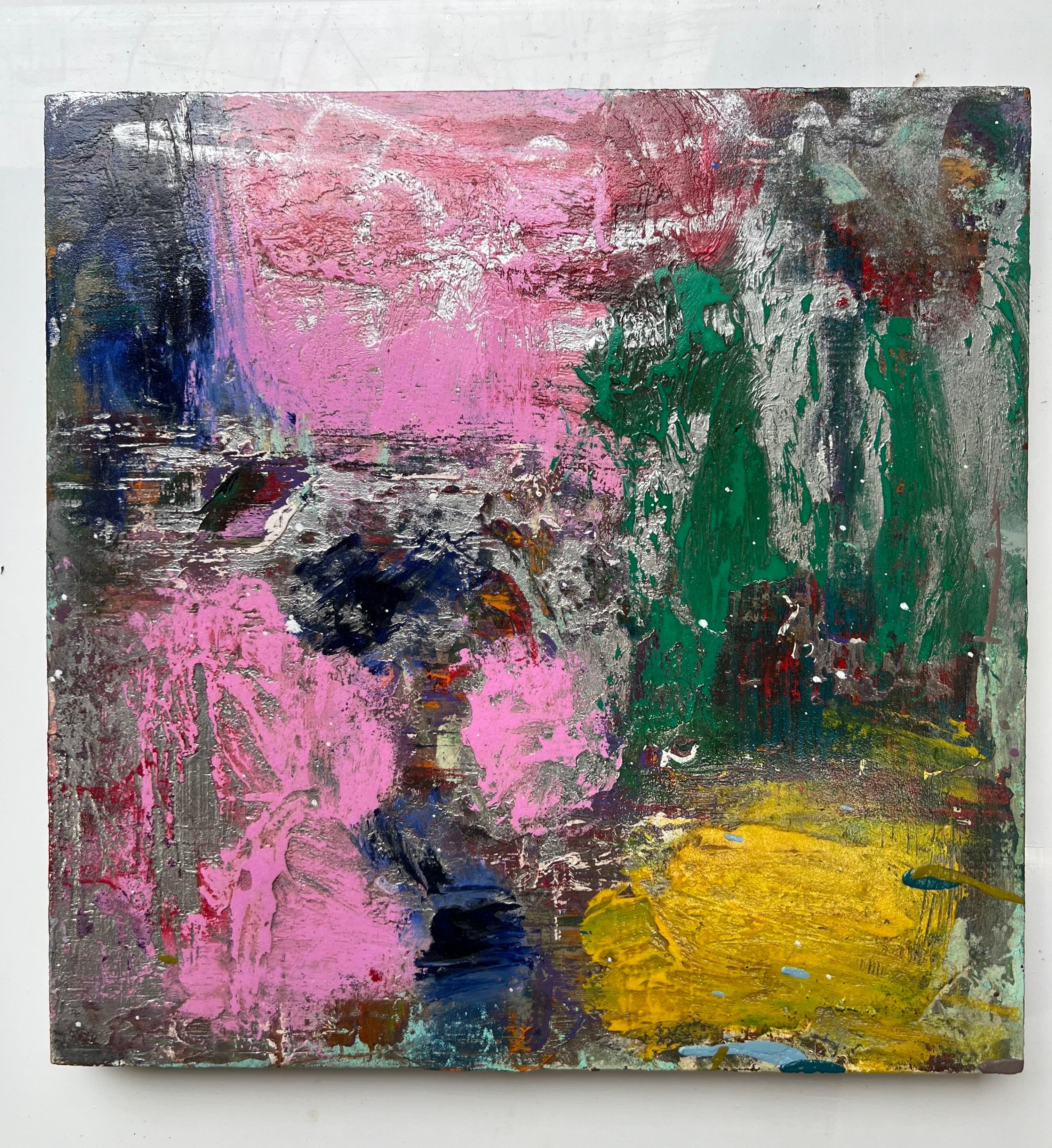 Öl auf Tafel Gemälde mit dem Titel AbEx 207 16 x 16, Öl im Angebot 3