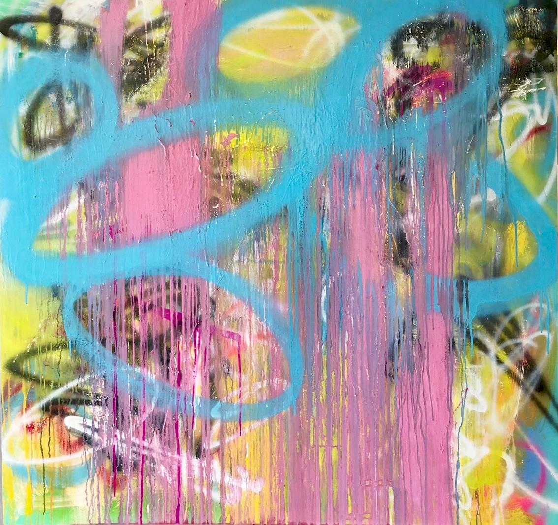 Mirtha Moreno Abstract Painting – Öl auf Platte Titel: Semidelicous. 46 x 48
