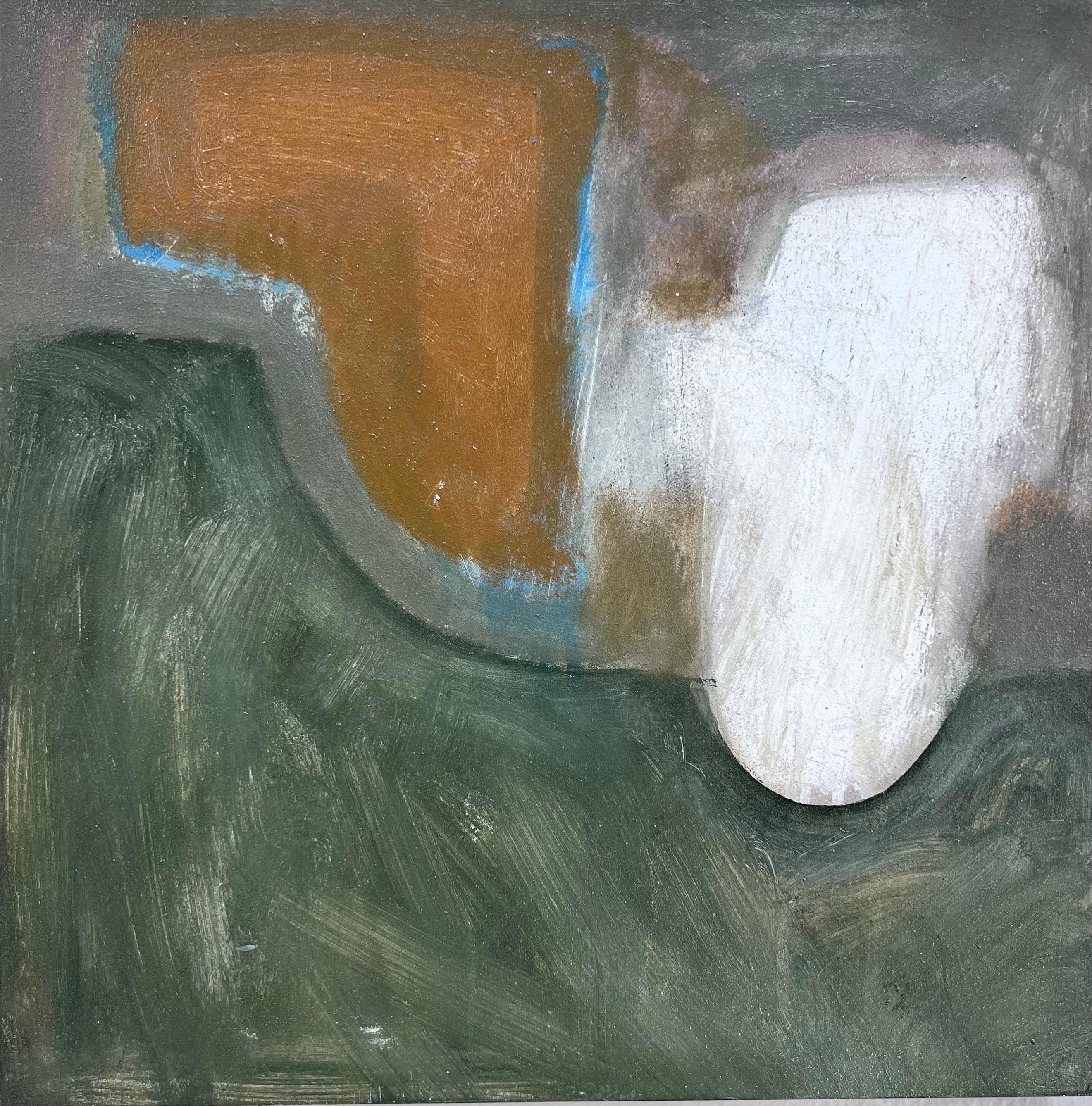 Mirtha Moreno Abstract Painting - Oil Painting on Panel Titled “Muted Quad I”