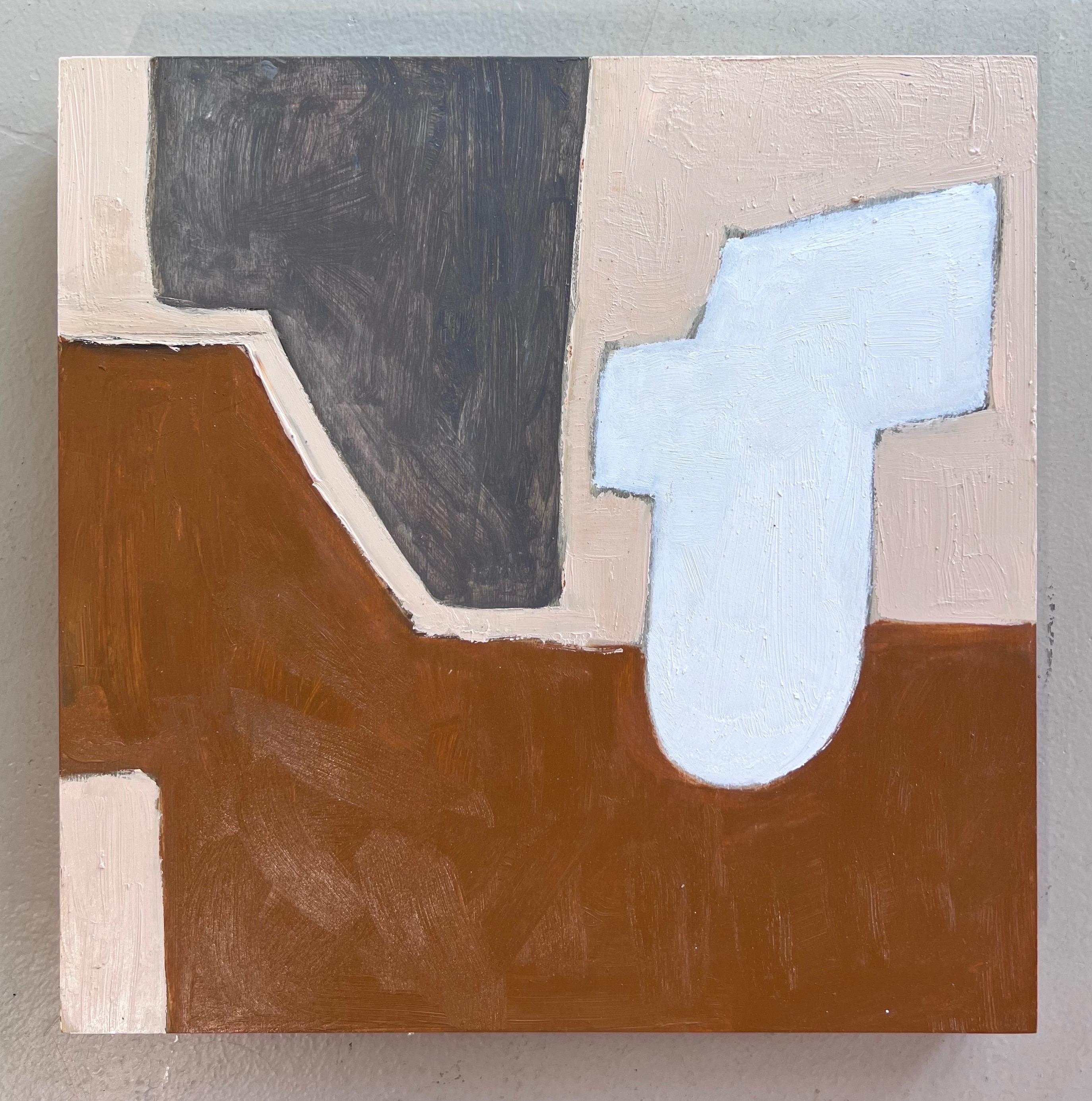Mirtha Moreno Abstract Painting – Ölgemälde auf Täfelung mit dem Titel Muted Quad II