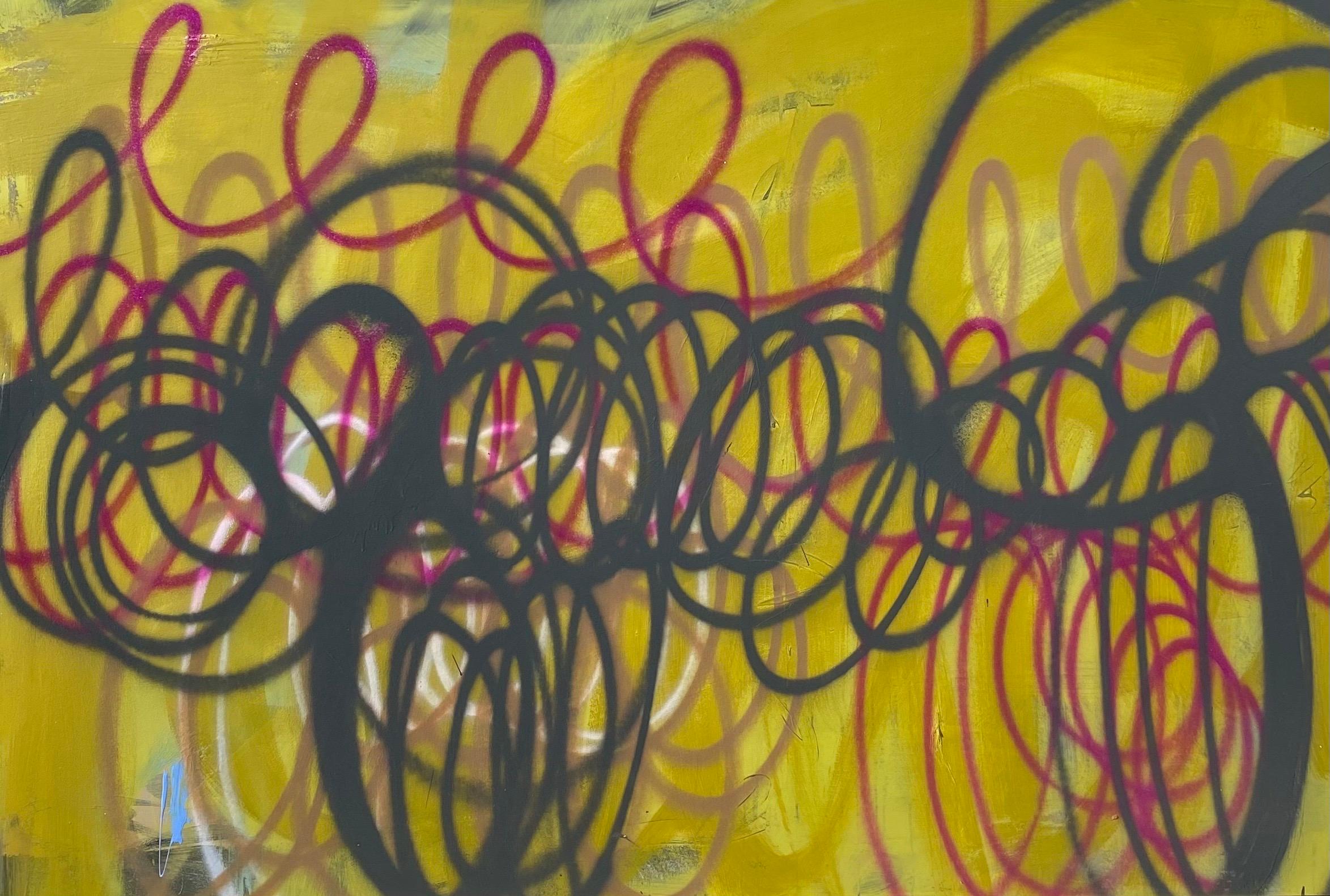 Abstract Painting di Mirtha Moreno - Dipinto a olio originale su tela intitolato: "Balaclava II"  47.75 x 73