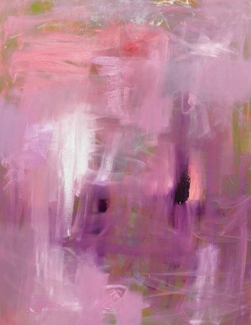 Mirtha Moreno Abstract Painting - Original Oil Painting on Canvas Titled: Pink Moon