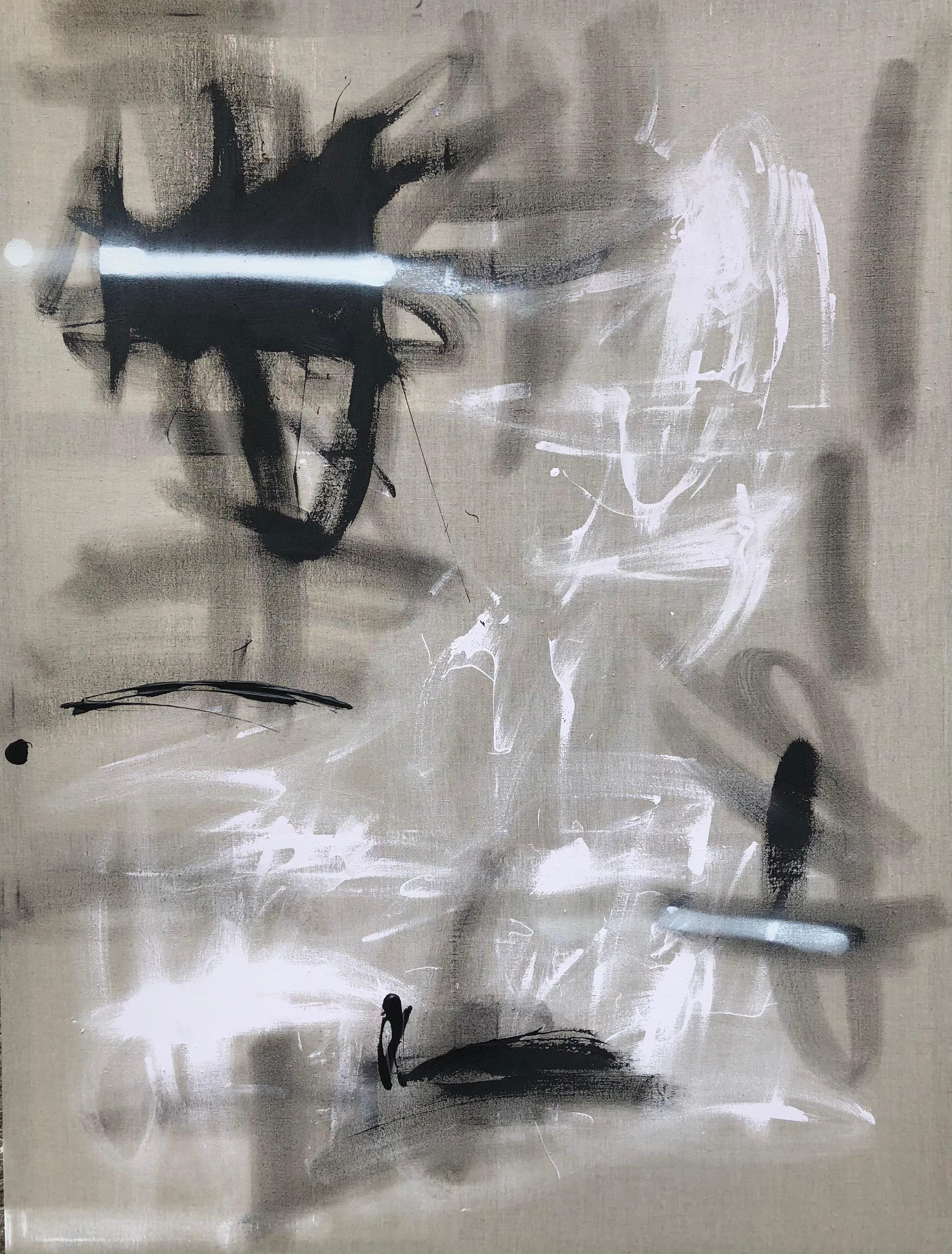 Mirtha Moreno Abstract Painting - Original Painting on Linen Titled: Salt & Pepper II