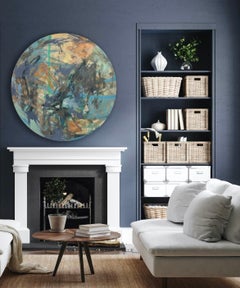 Round Oil on Panel Painting Titled: Moodswing