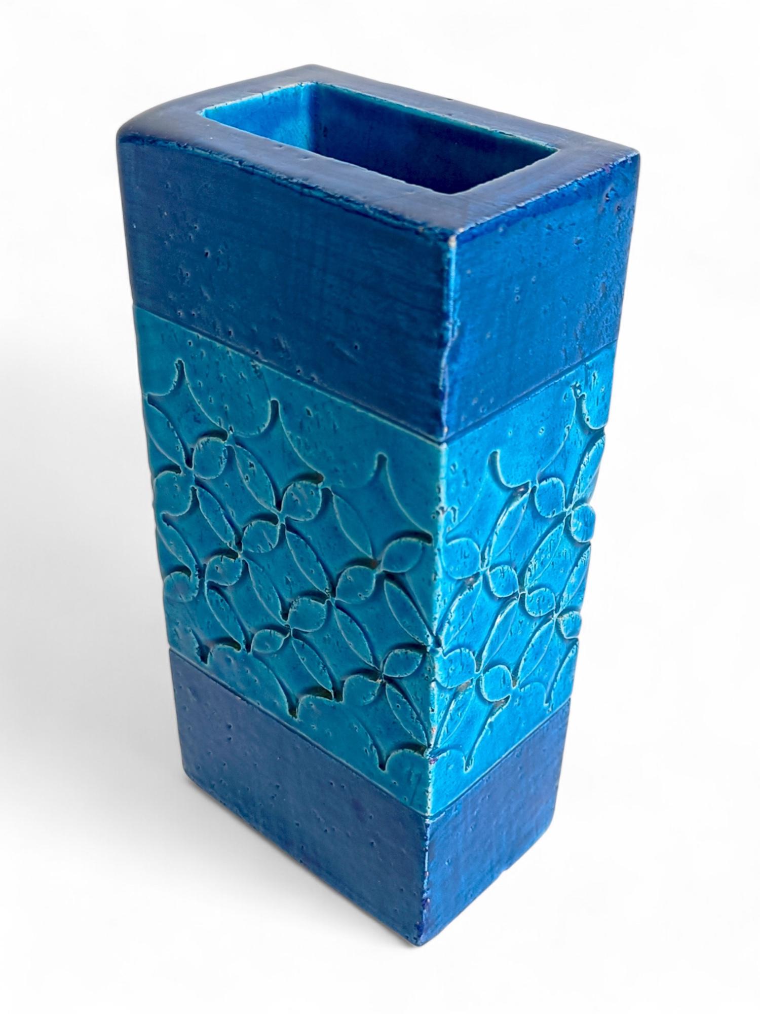 Italian Mid-Century Bitossi by Aldo Londi Rimini Blu Ceramic Vase, Italy, 1960s For Sale