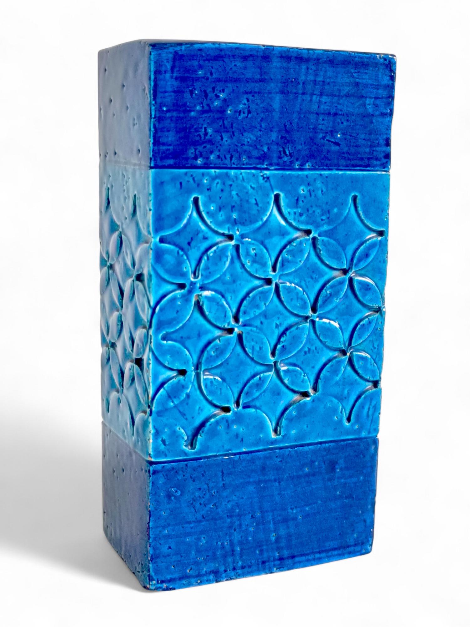 Glazed Mid-Century Bitossi by Aldo Londi Rimini Blu Ceramic Vase, Italy, 1960s For Sale