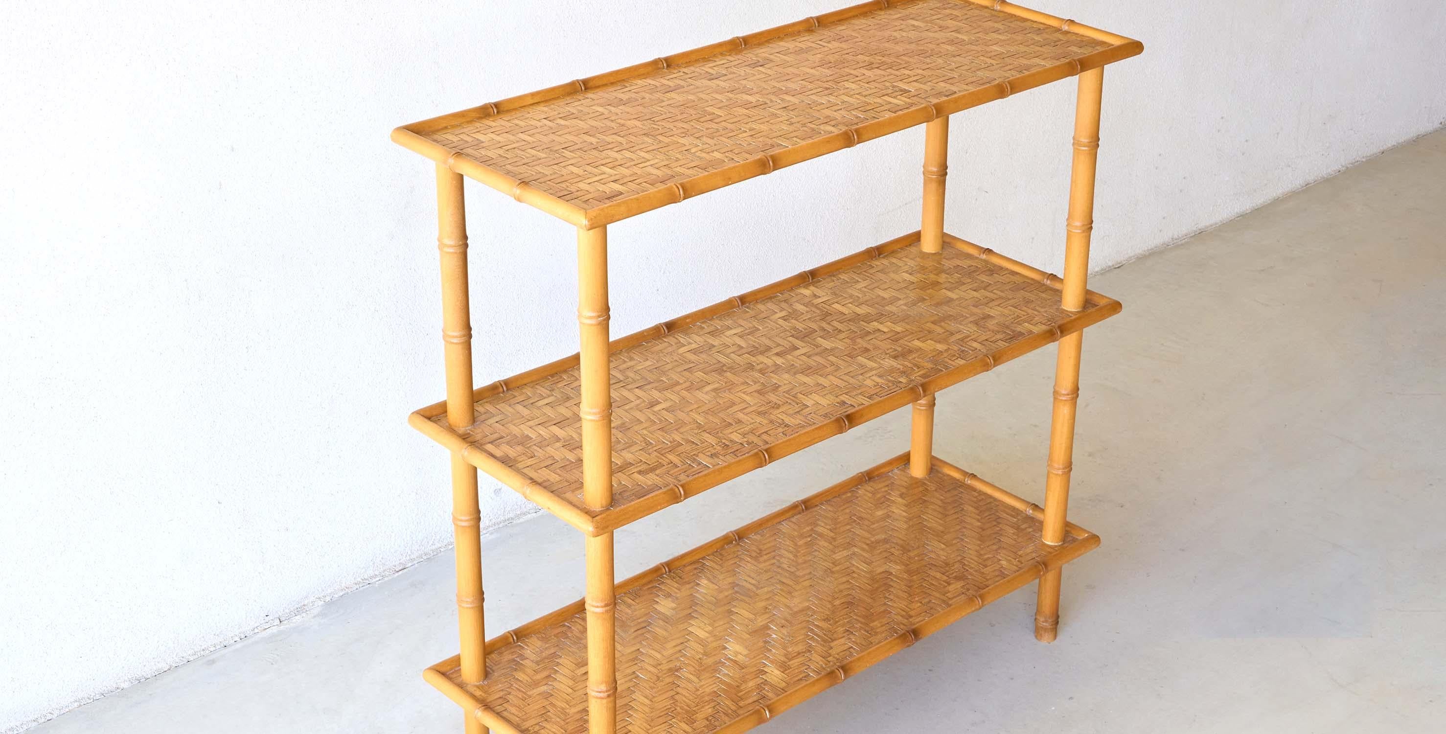 Mid century Console bamboo and rattan In Good Condition For Sale In BRUNOY, FR