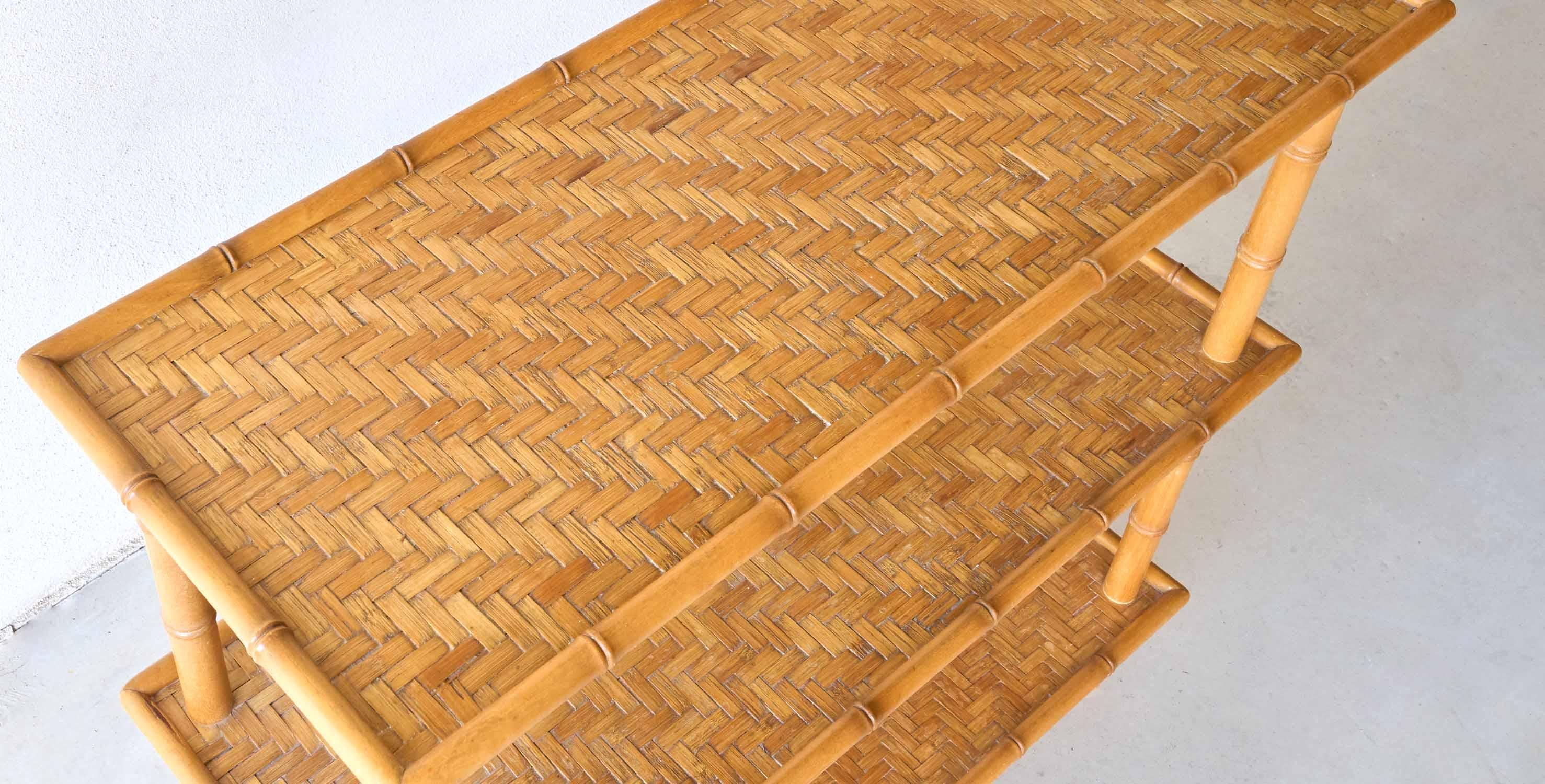 Mid-20th Century Mid century Console bamboo and rattan For Sale