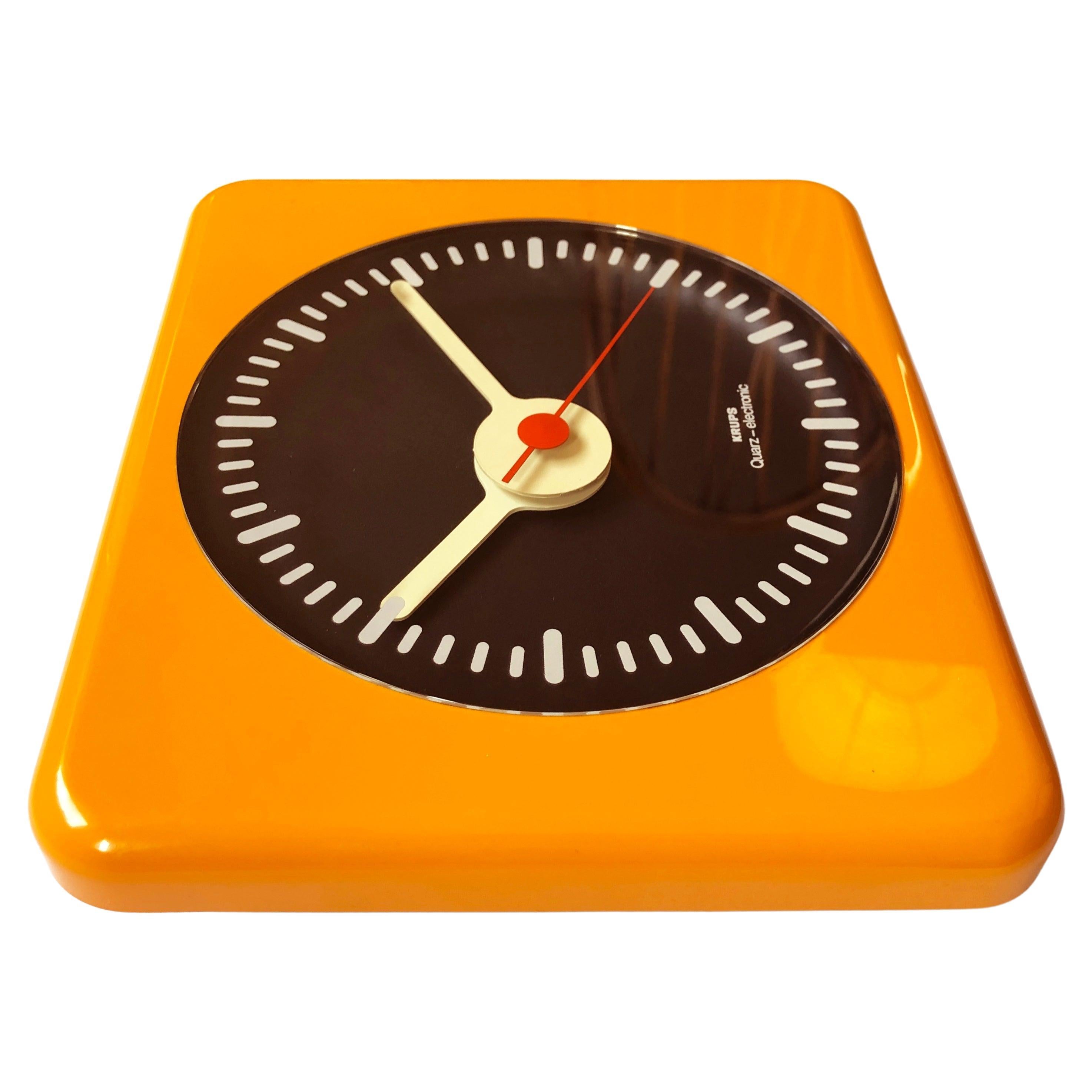 Mid-Century Modern Mid-Century Krups Wall Clock 1960s-1970s Orange Quarz-Electronic, Germany