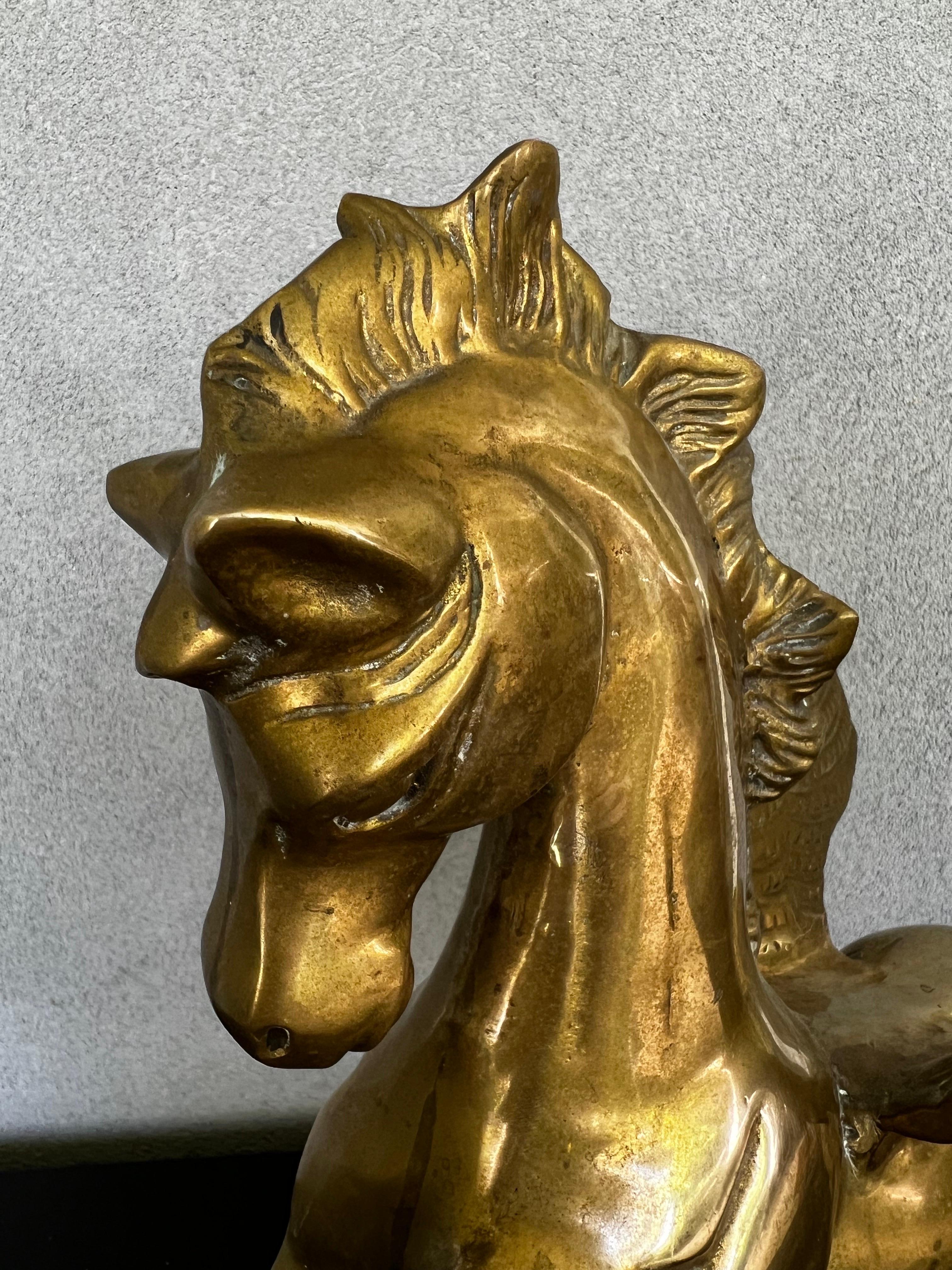 Mid-Century Large Bronze Pegasus Horse  3