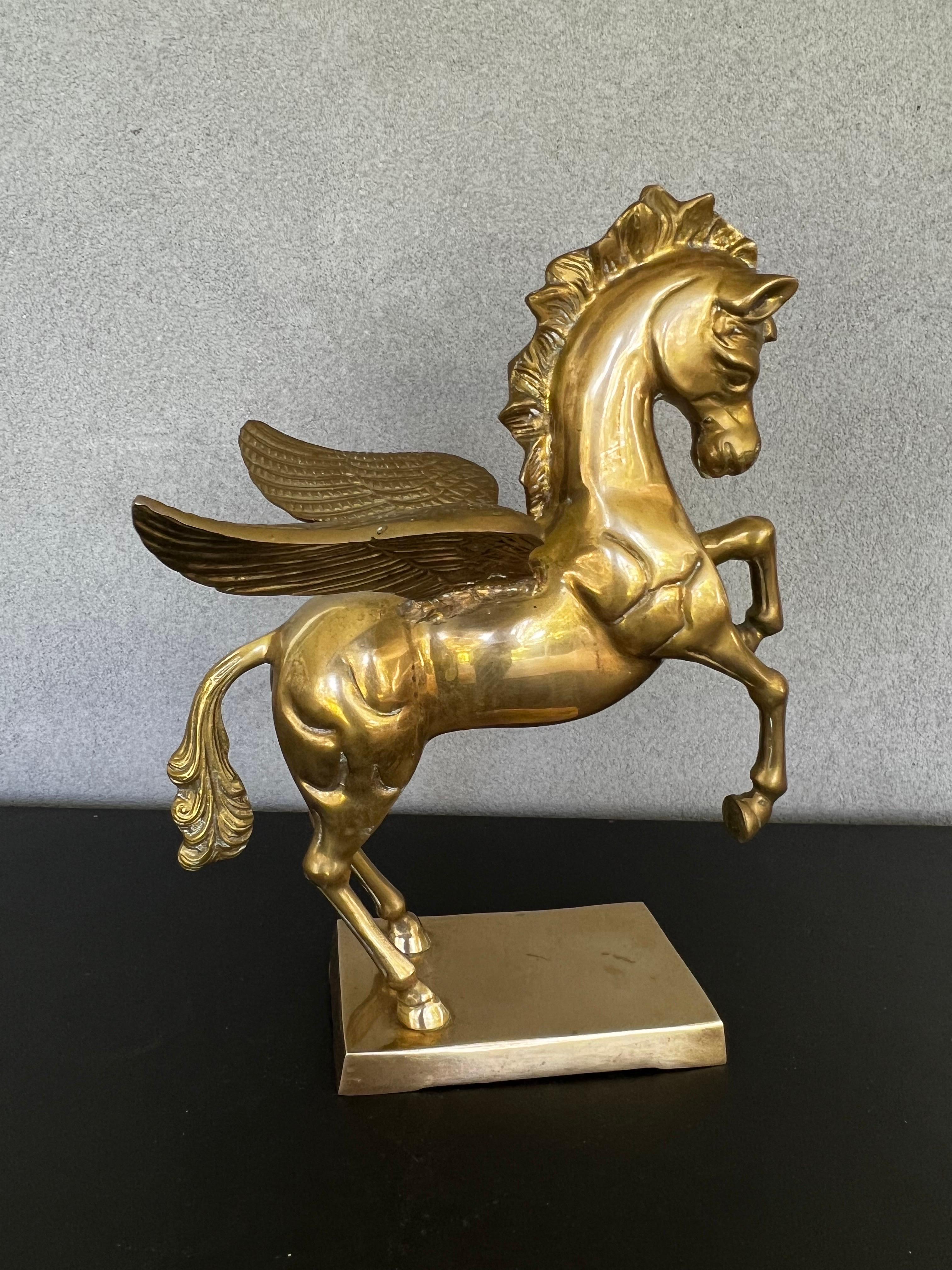 Unknown Mid-Century Large Bronze Pegasus Horse 