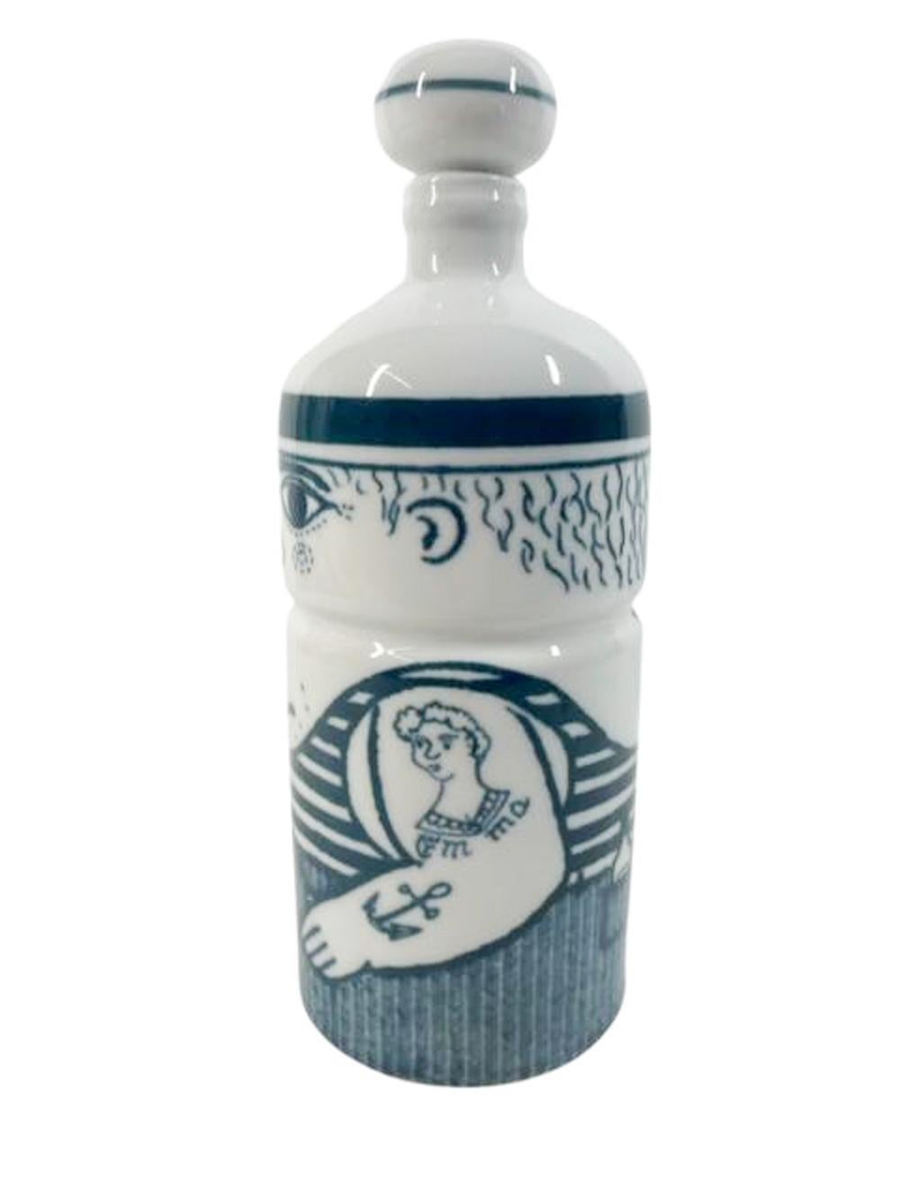 German Mis-Century Modern Blue and White Altenkunstadt Porcelain 