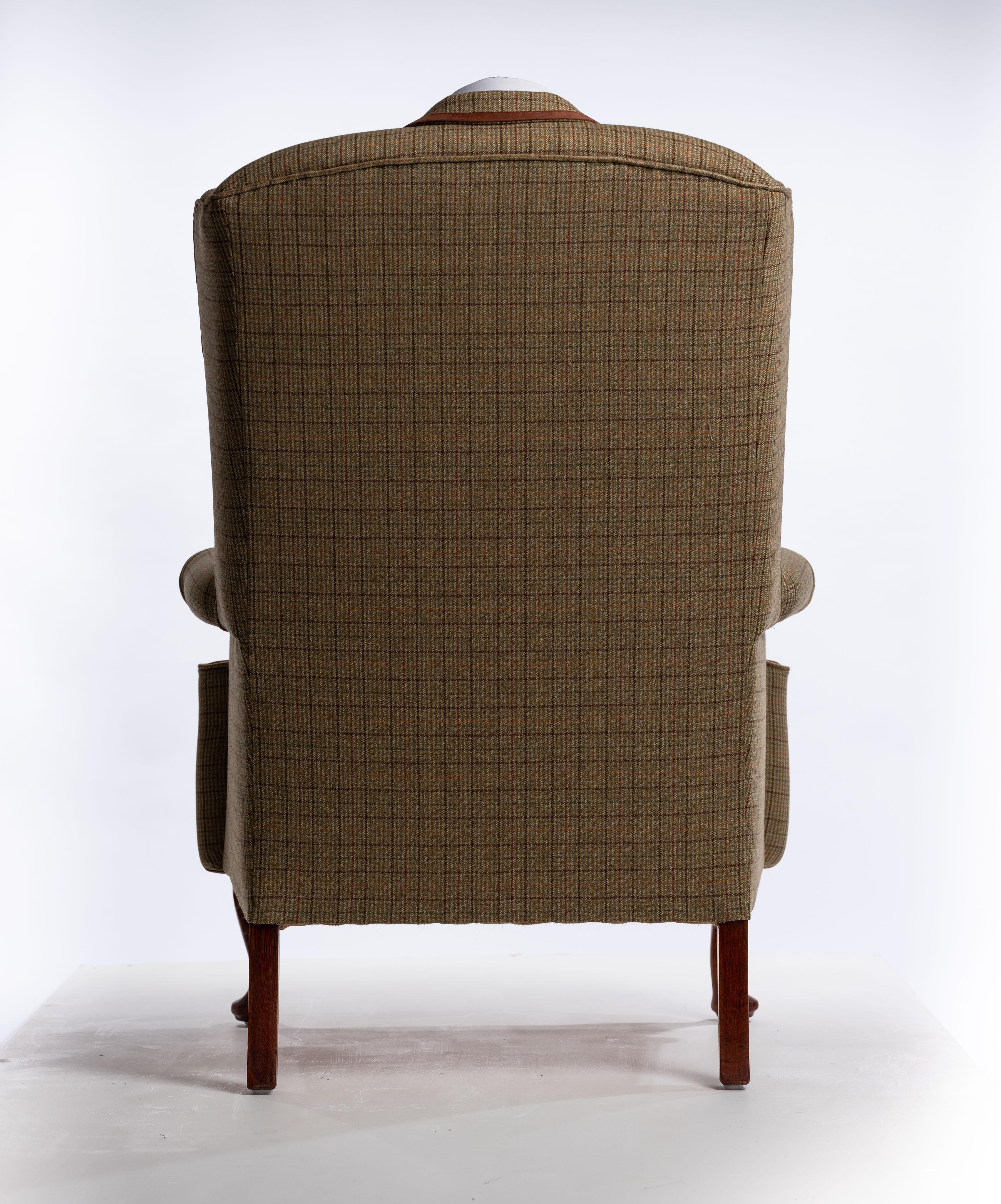 Midcentury Wingback Armchair 'The Dapper Tweed Hunting Wing Chair' 1