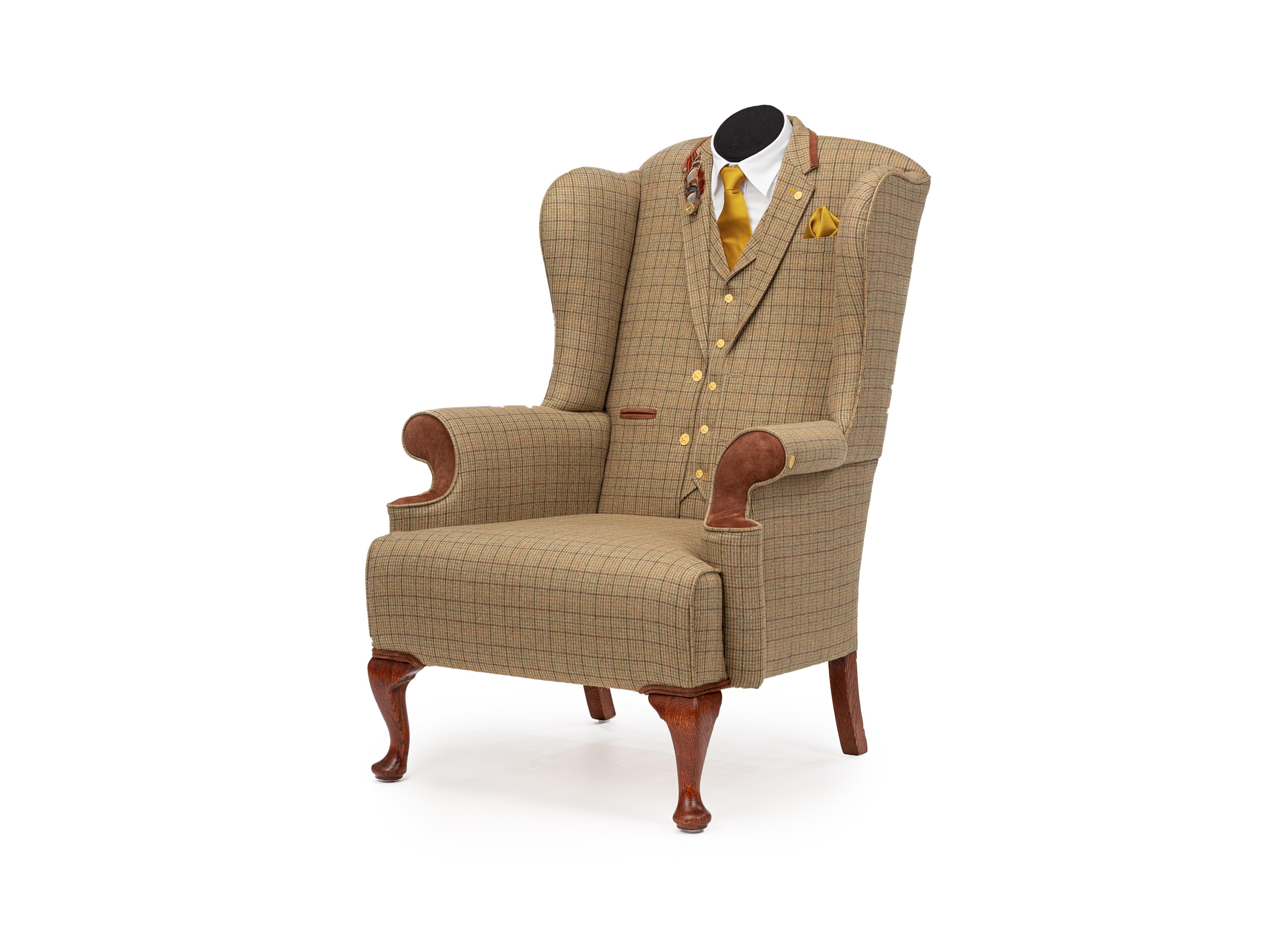 tweed wingback chair