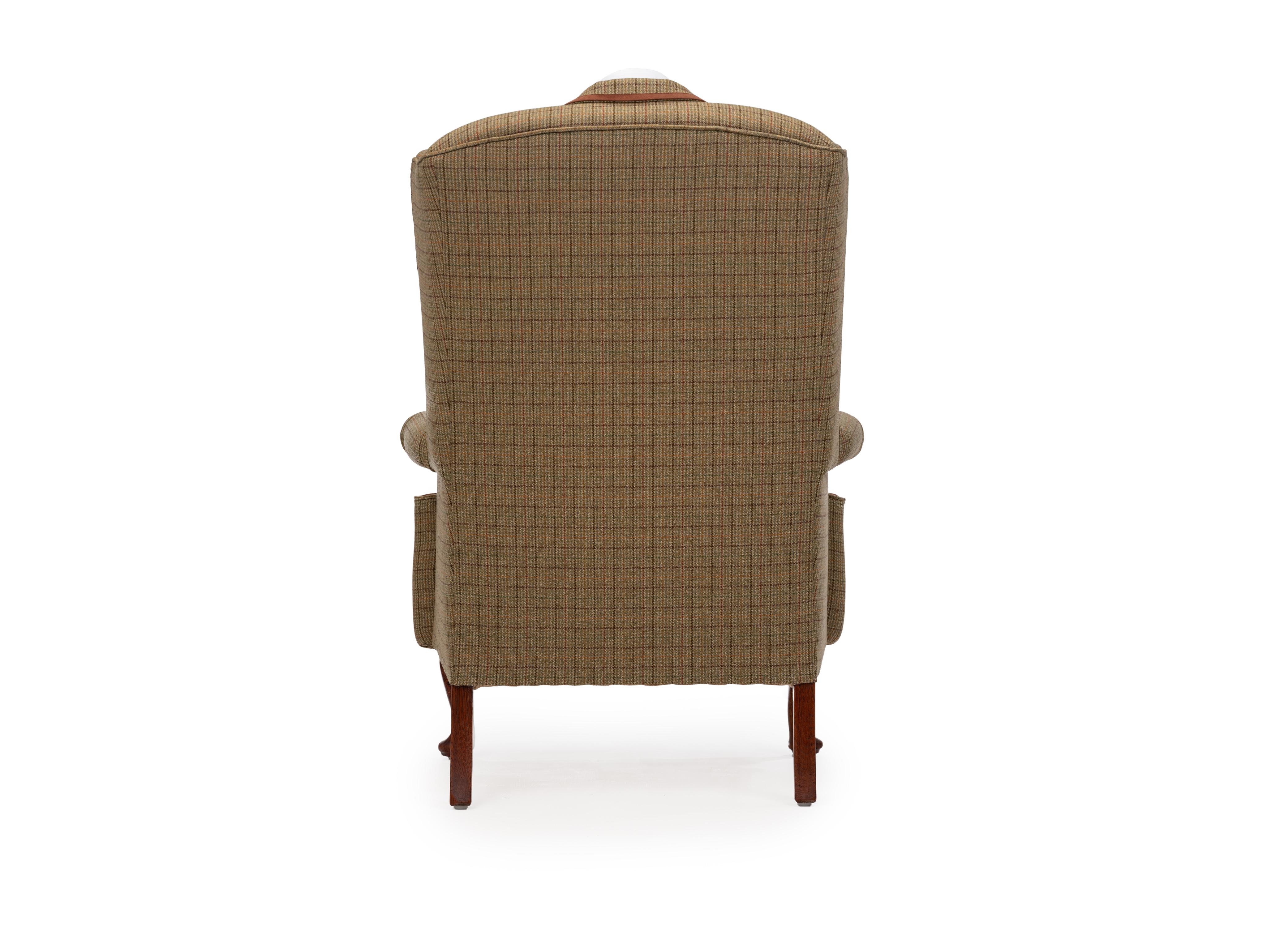 English Midcentury Wingback Armchair 'The Dapper Tweed Hunting Wing Chair'