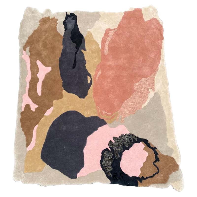 ' Pink Opaque ' Abstract Irregular Round Shape Hand-Tufted Rug by RAG ...