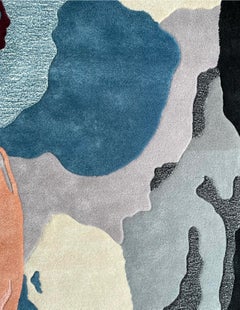 'Mis-Shapes' Custom Rug with Combination of Orange, Burgundy, Pink, Tosca Blue