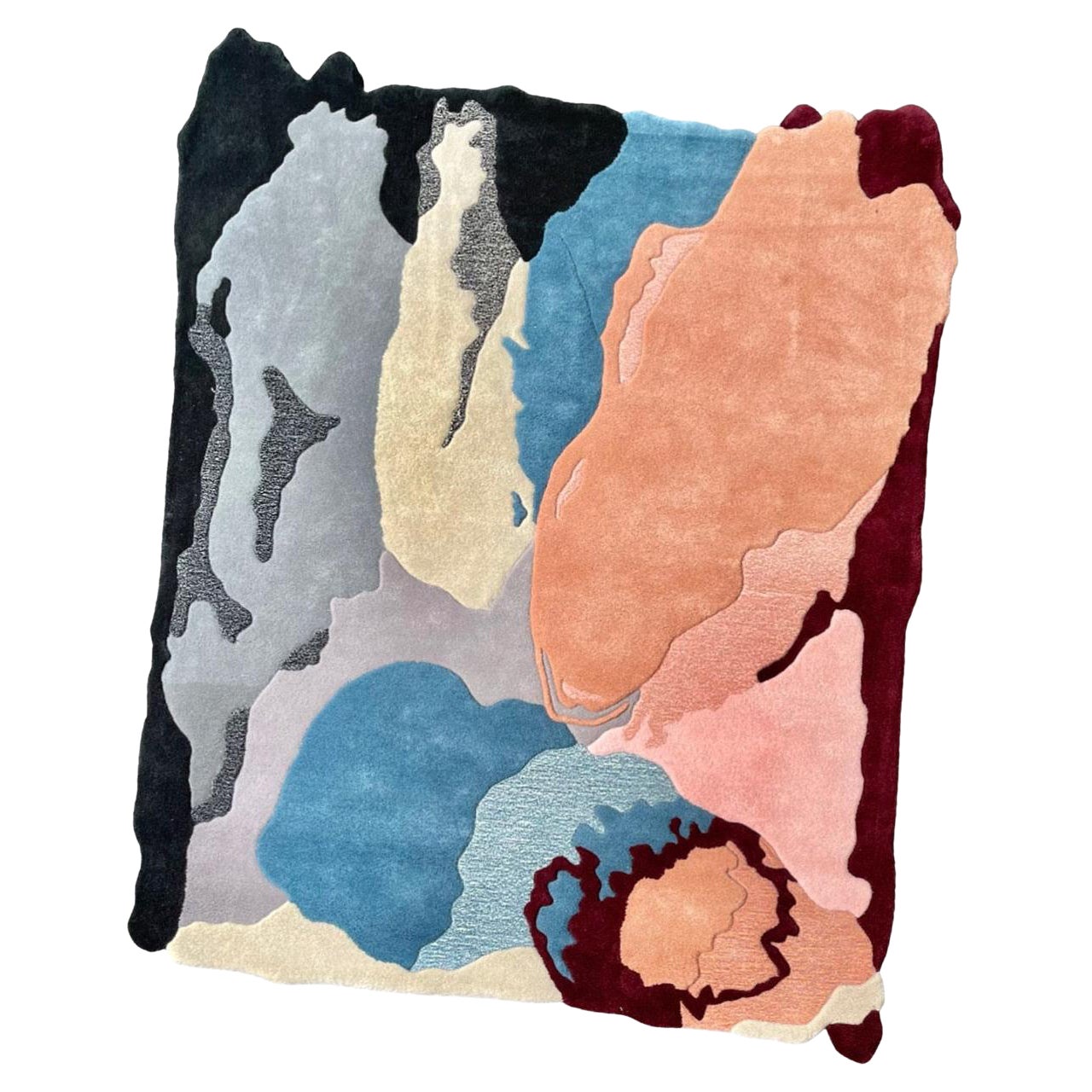 Tapis personnalisé Mis-Shapes avec combinaison d'orange, de bourgogne, de rose et de bleu Tosca