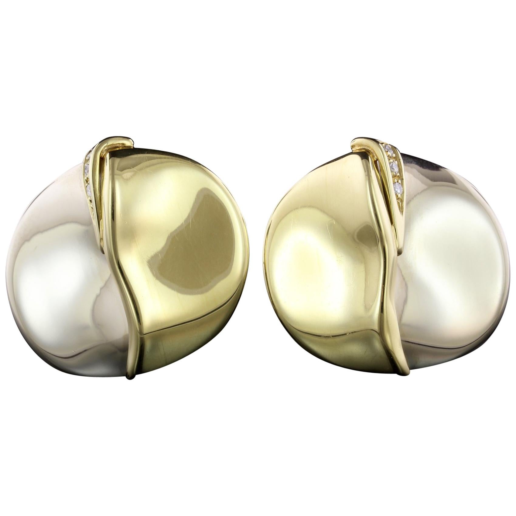 Misani 18 Karat Two-Tone Gold and Diamond Earrings, Italy For Sale