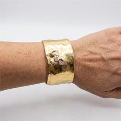 Misani 18k Yellow Gold Diamond Cuff Bangle Bracelet