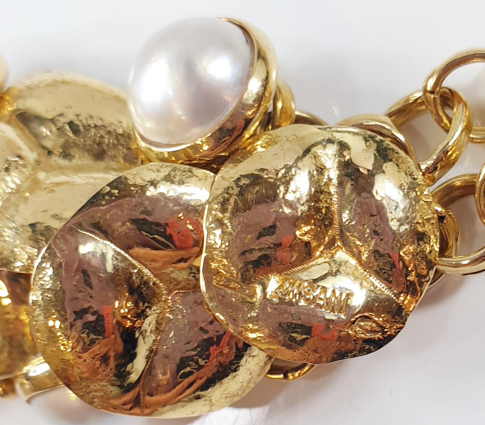 Round Cut Misani Milano Australian Pearl Diamonds  18k Gold Choker Necklace from the 80´s