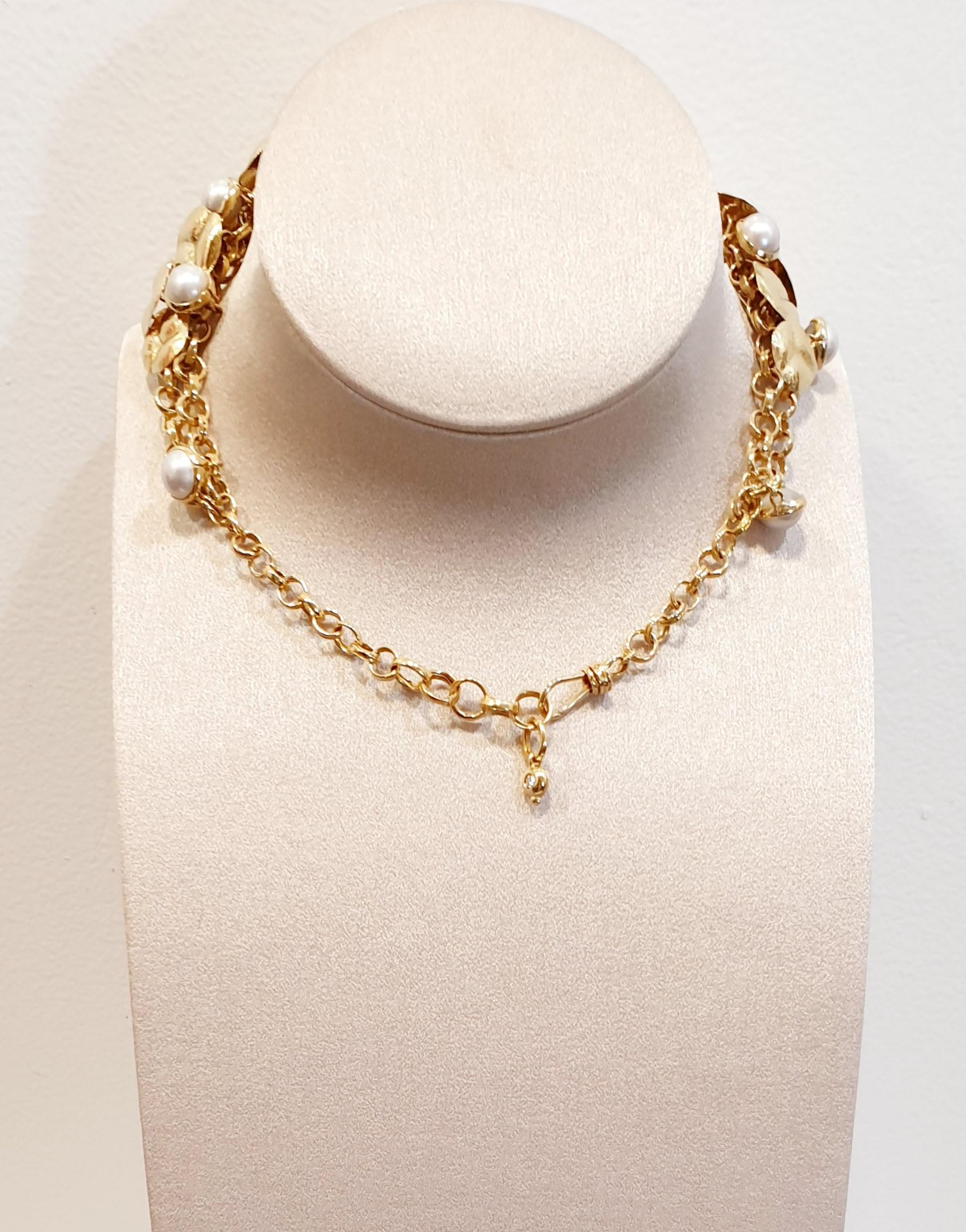 Retro Misani Milano Australian Pearl Diamonds  18k Gold Choker Necklace from the 80´s