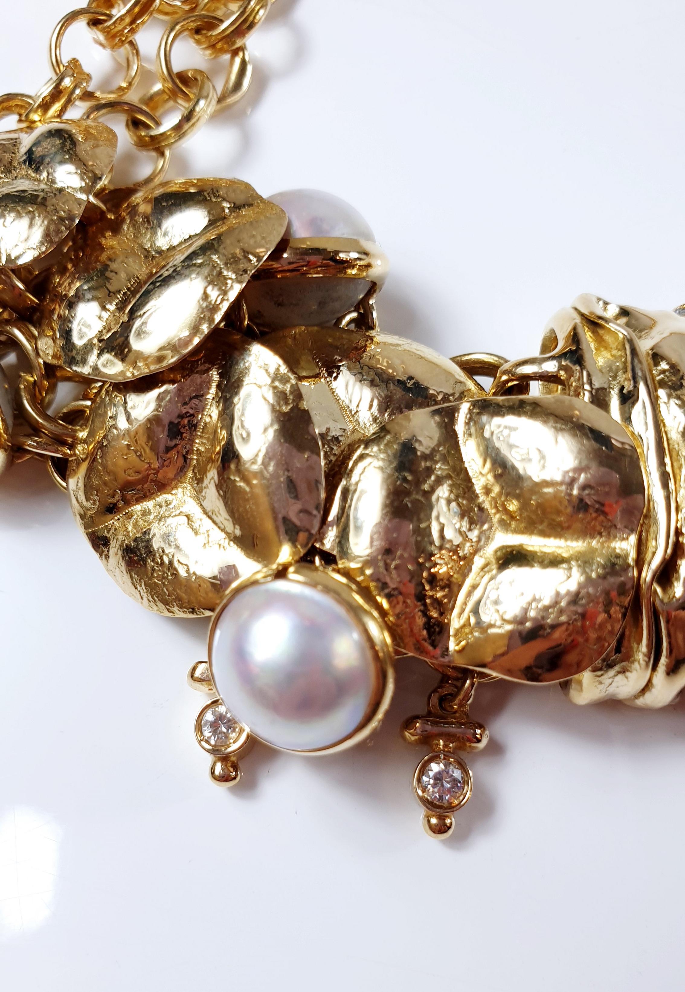 Misani Milano Australian Pearl Diamonds 18k Gold Choker Necklace from the 80`s 1