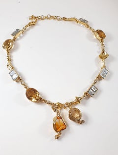 Misani Milano Diamond and Gold Necklace with Citrines, Topaz and Aquamarine