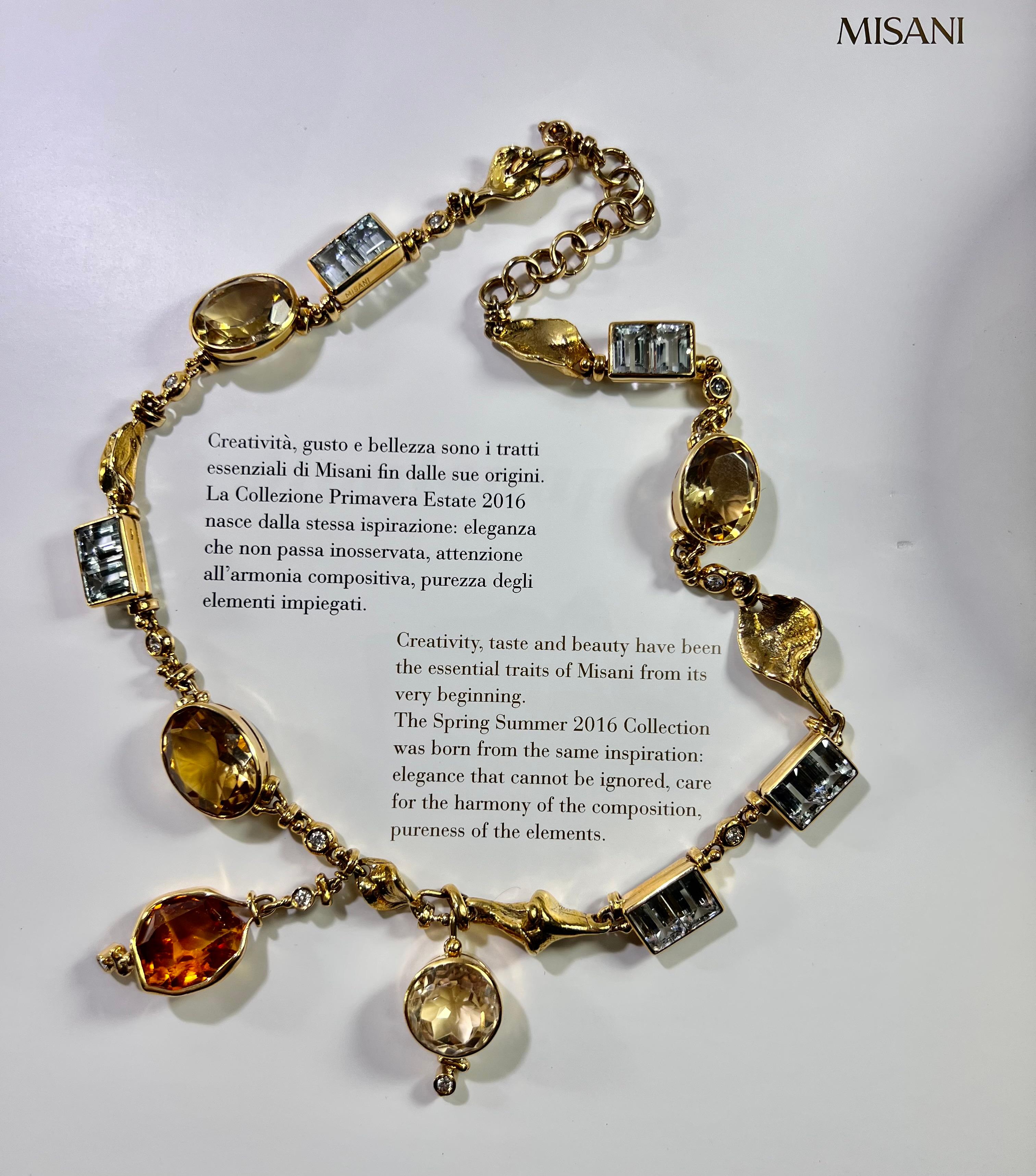 Misani Milano Diamond and Gold Necklace with Citrines, Topaz and Aquamarine In Excellent Condition For Sale In Bilbao, ES