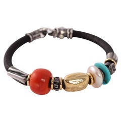 Misani Pageo 18 Karat Gold and Sterling Silver Coral Turquoise Bracelet
