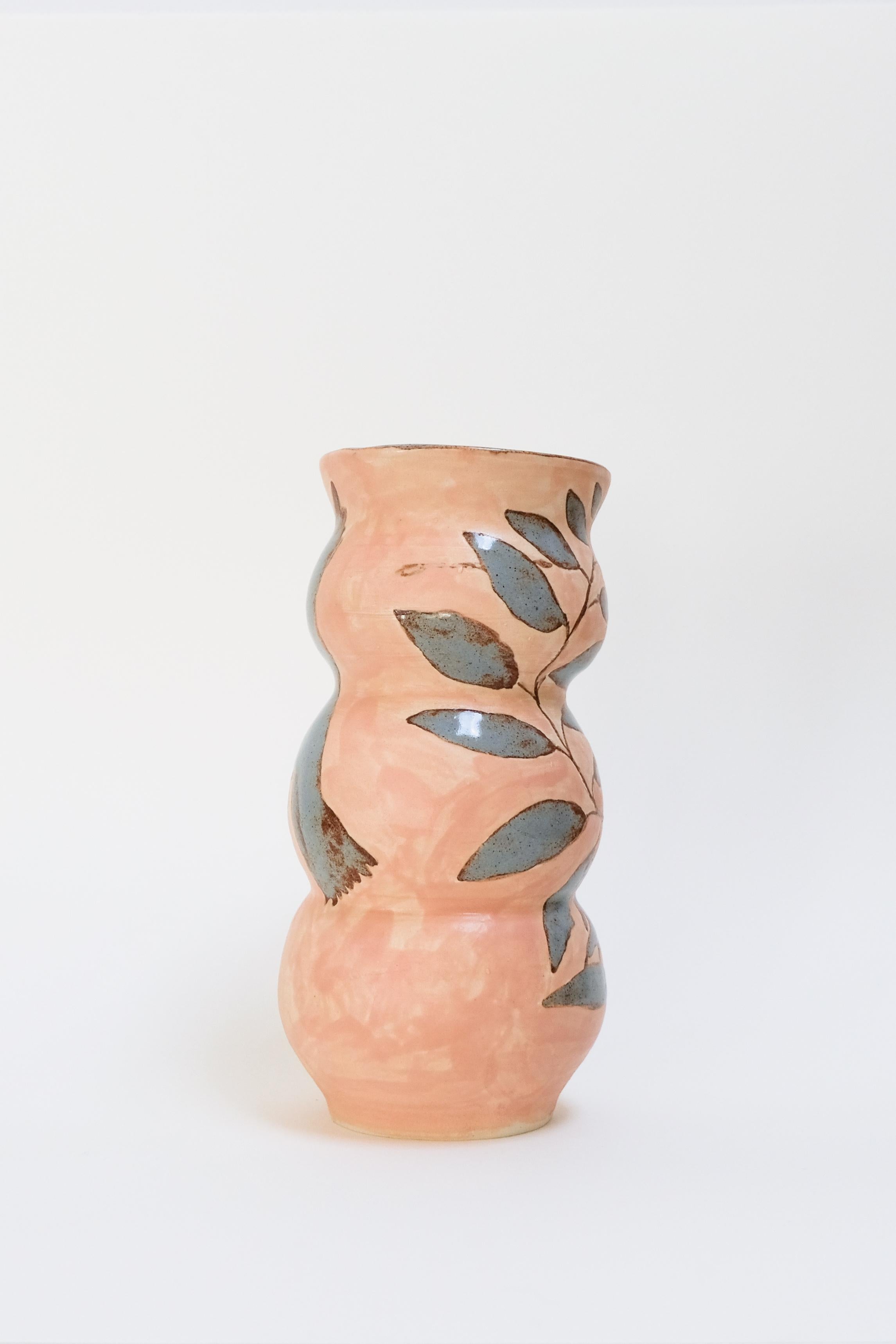 Intertwined - contemporary warm botanical bird abstract ceramic vase, functional - Contemporary Art by Misbah Ahmed