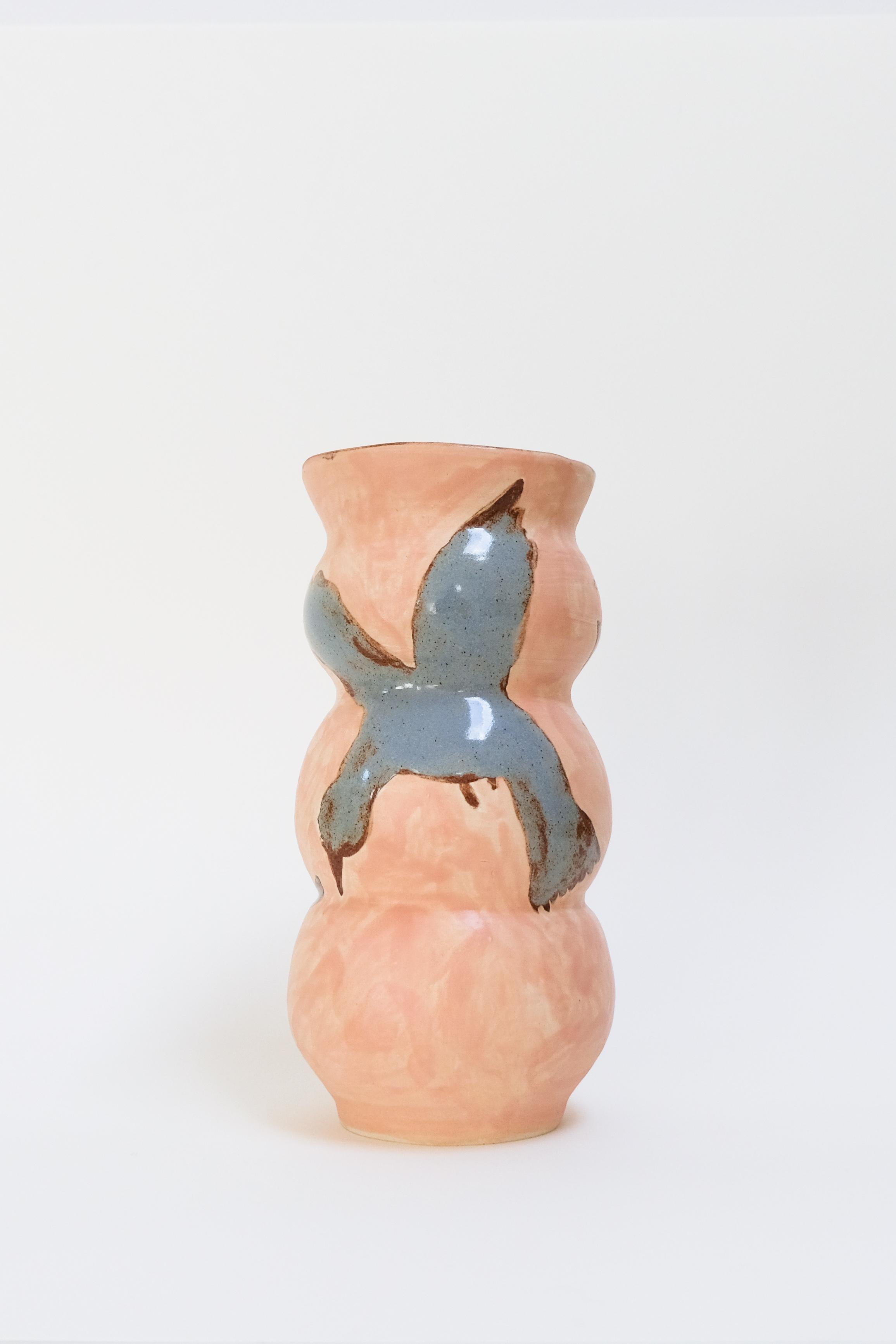 Intertwined - contemporary warm botanical bird abstract ceramic vase, functional - Art by Misbah Ahmed