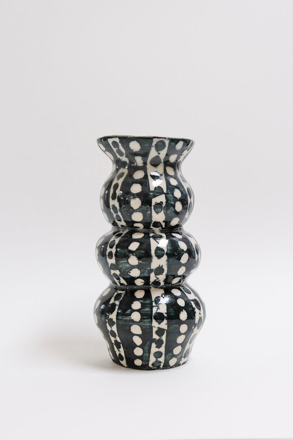Mur Vessel 8 - contemporary ceramic polka dot art vase, wheel thrown hand built - Contemporary Sculpture by Misbah Ahmed
