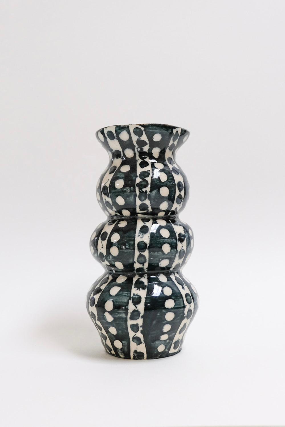 Mur Vessel 8 - contemporary ceramic polka dot art vase, wheel thrown hand built - Sculpture by Misbah Ahmed