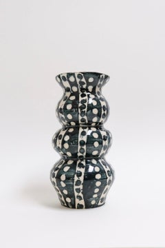 Mur Vessel 8 - contemporary ceramic polka dot art vase, wheel thrown hand built