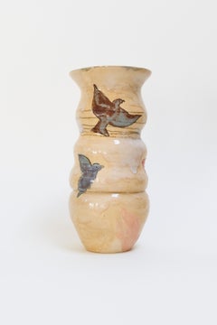 Wade Pigeons - contemporary warm ceramic vase with bird design, functional