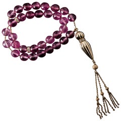 Misbaha 18 Karat Yellow Gold and 33 Pink Tourmaline Facetted Beads