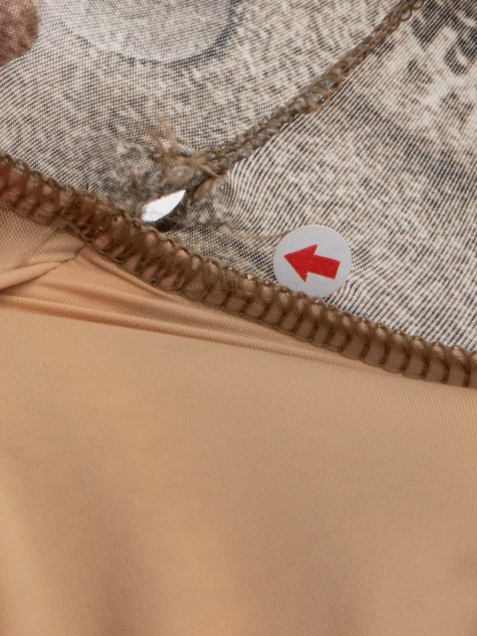 Misbhv Graues bedrucktes Top mit Reißverschluss Größe L Damen im Angebot