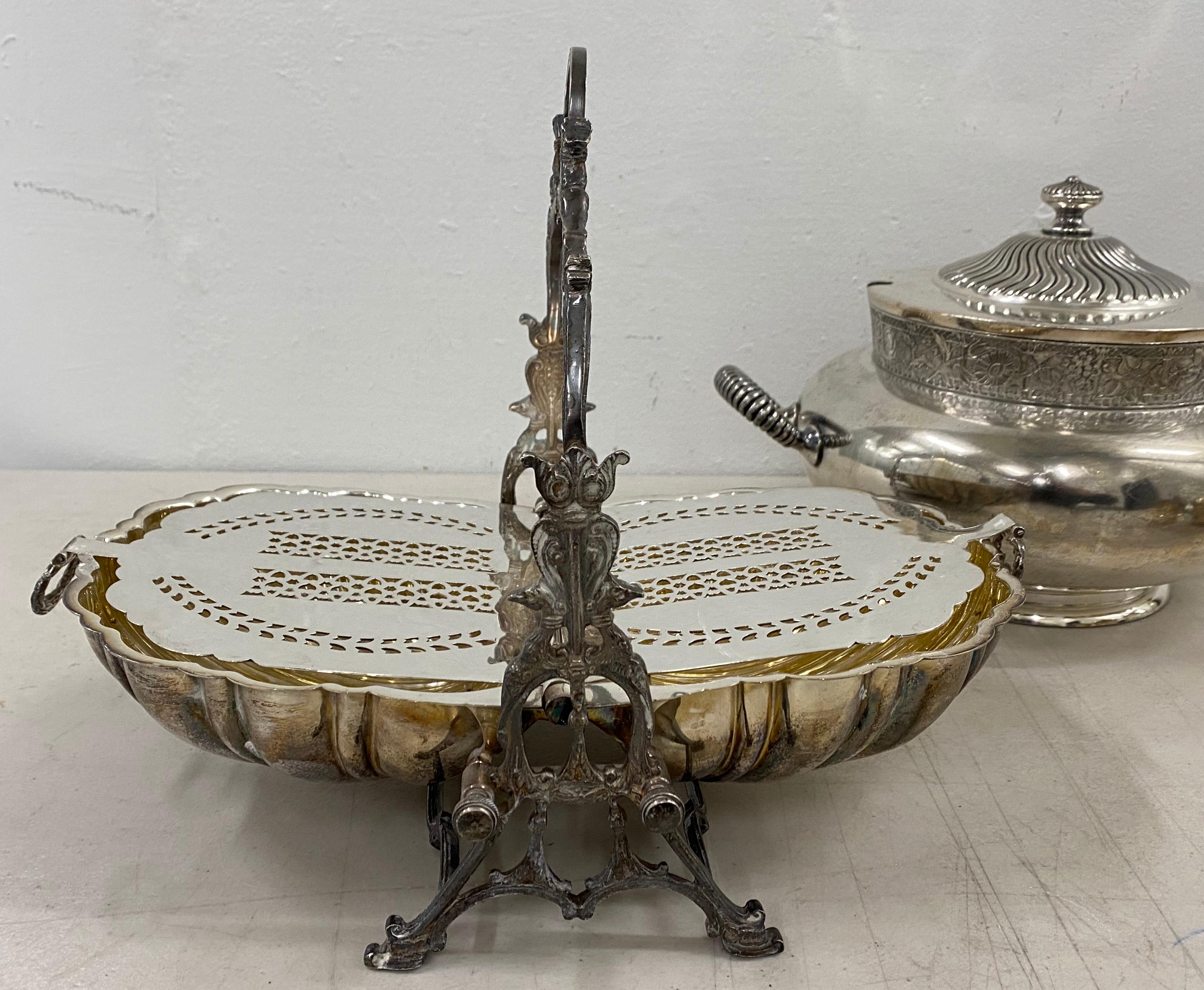Metal Misc Collection of Various Silverplate Tableware, 19th to 20th C For Sale