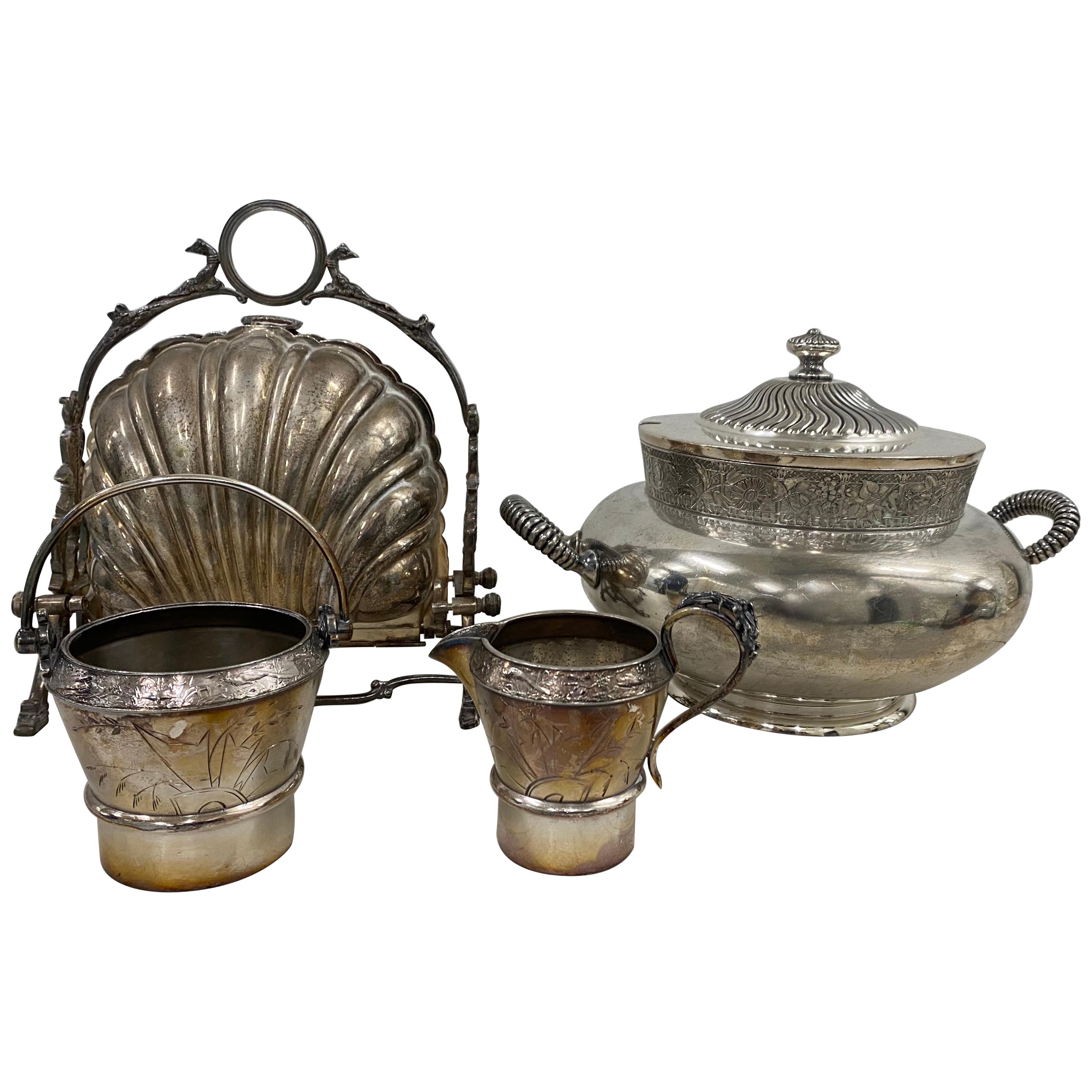 Misc Collection of Various Silverplate Tableware, 19th to 20th C For Sale