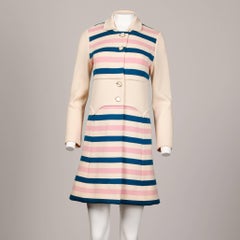 Misca 1960s Vintage Italian Wool Candy Striped Knit Coat