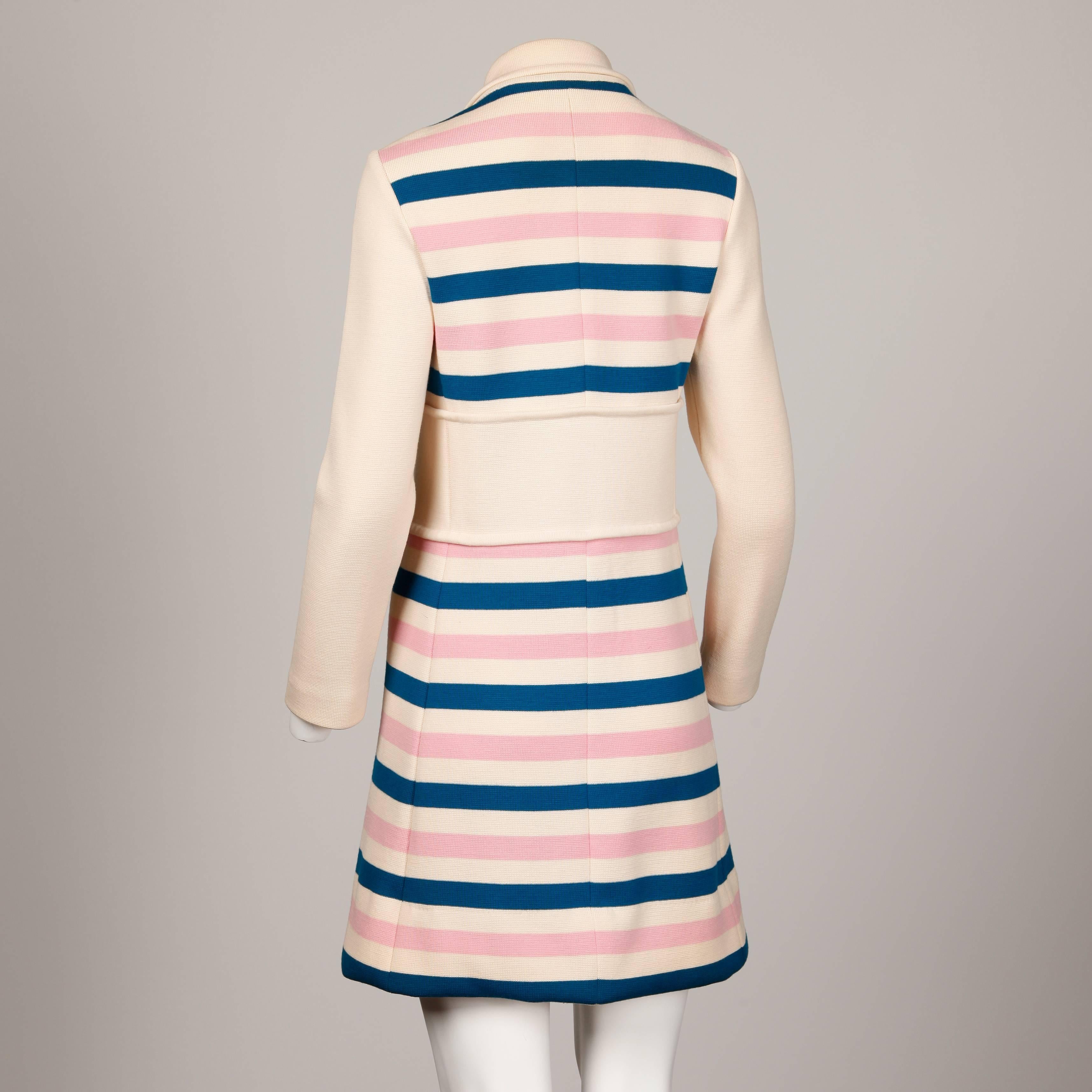 Misca 1960s Vintage Italian Wool Candy Striped Knit Coat en vente 1