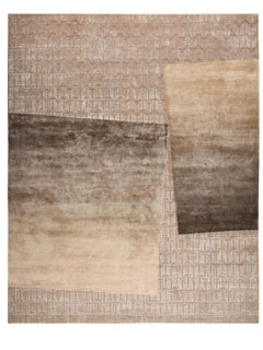 MISCELLA Hand Knotted Modern Wool & Silk Rug in Ash and Natural Colours by Hands